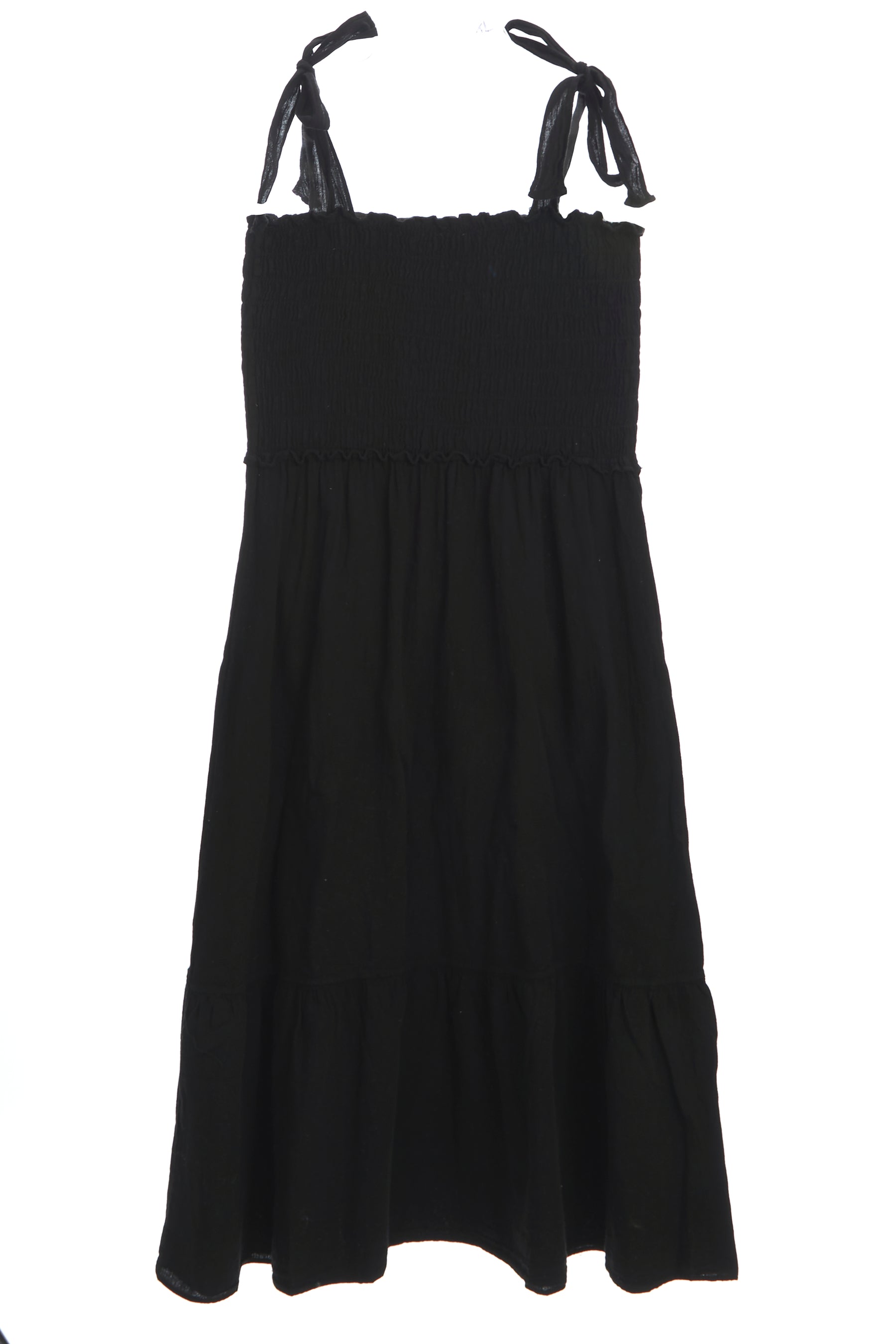 Tie Shoulder Smocked Midi Dress