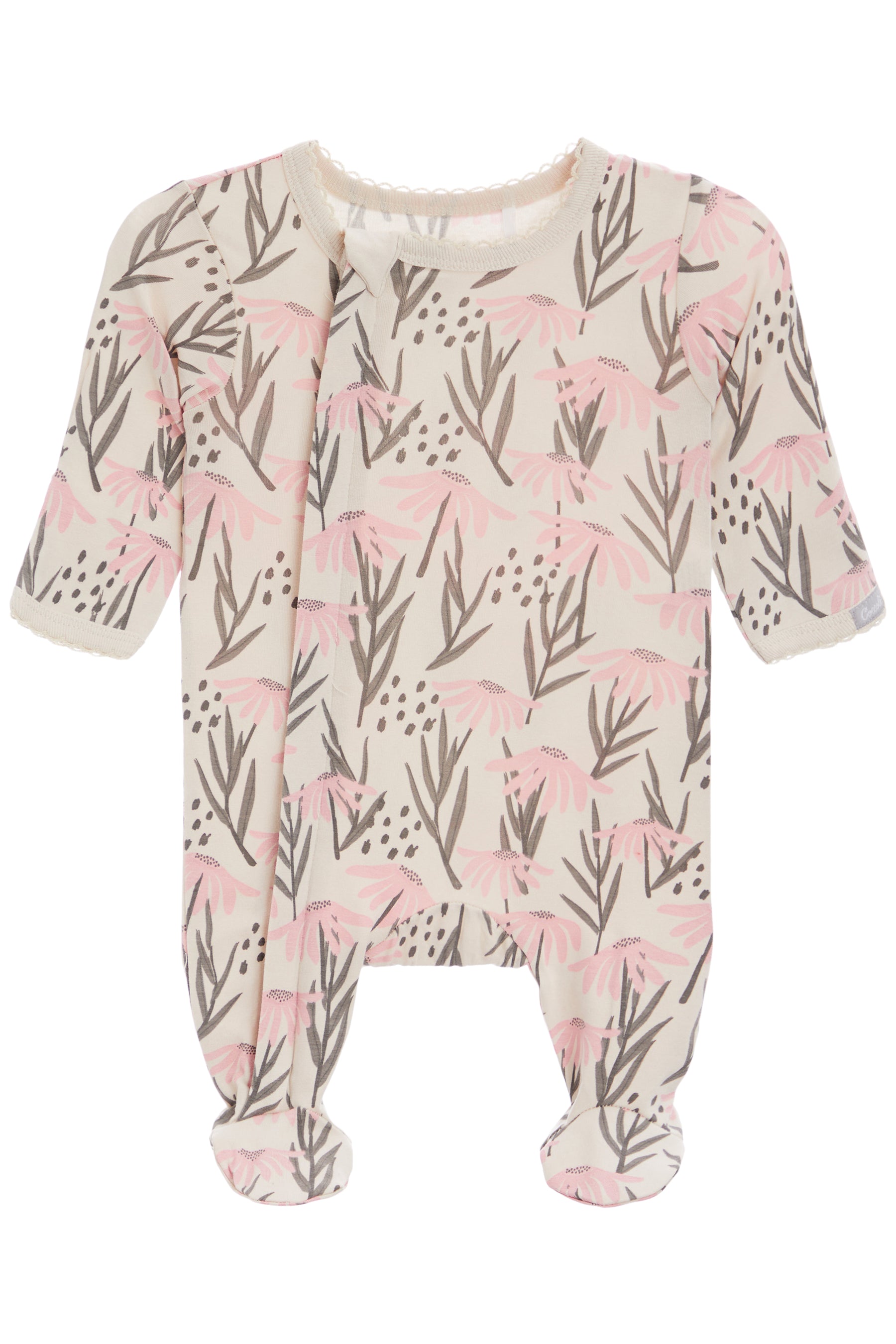 Modal Zip Footie- Floral
