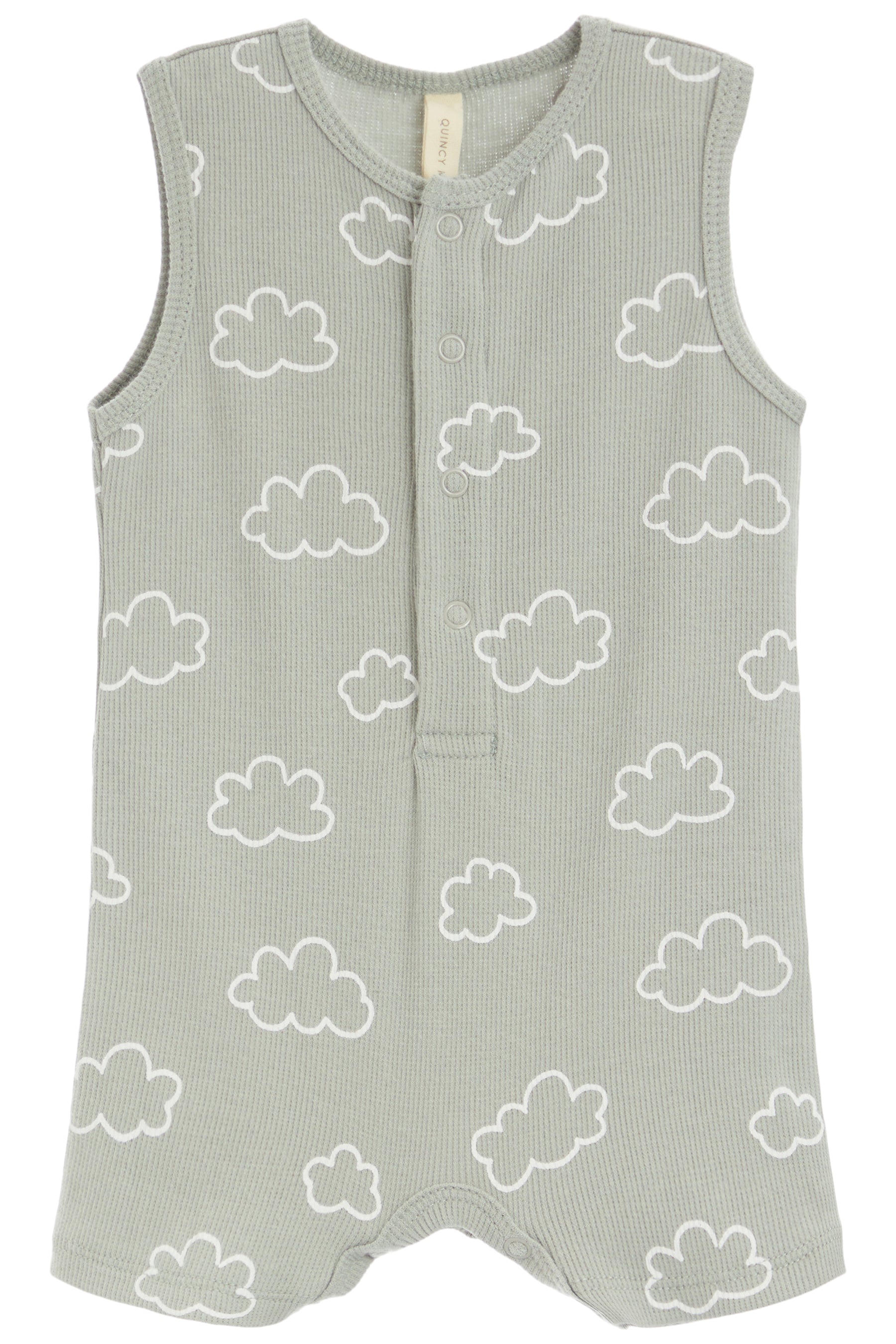 Ribbed Henley Romper- Clouds