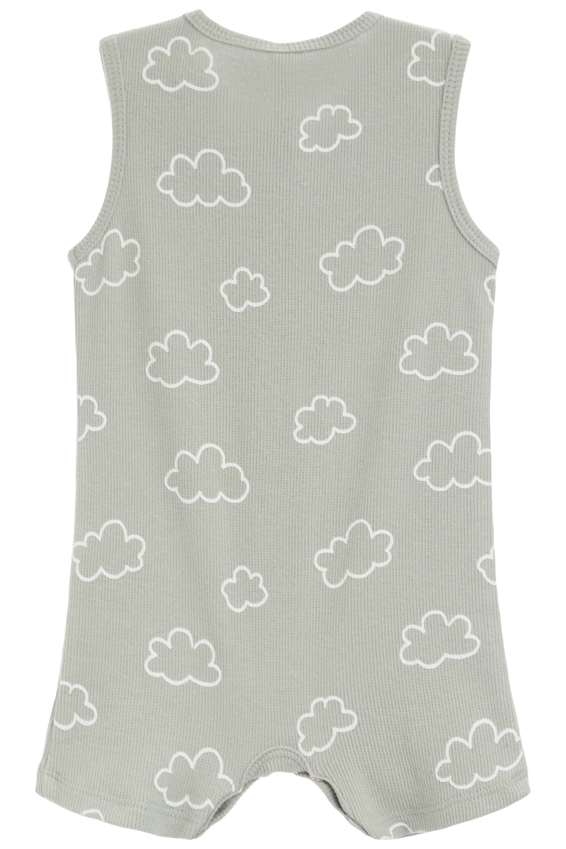 Ribbed Henley Romper- Clouds