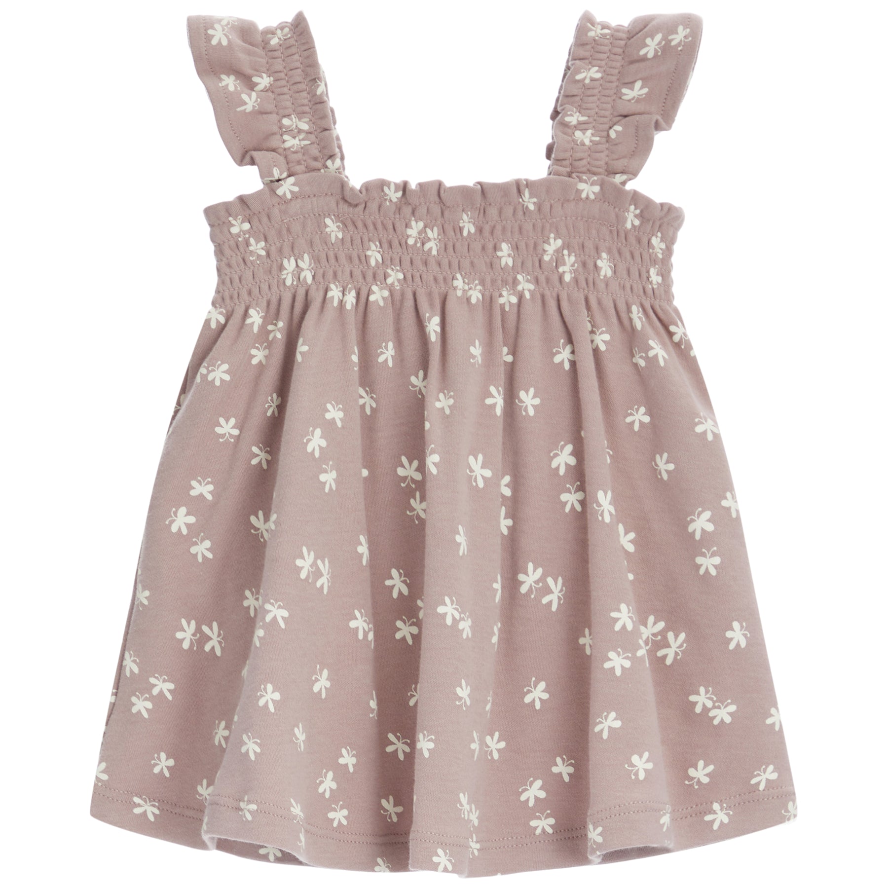 Smocked Jersey Dress- Butterflies