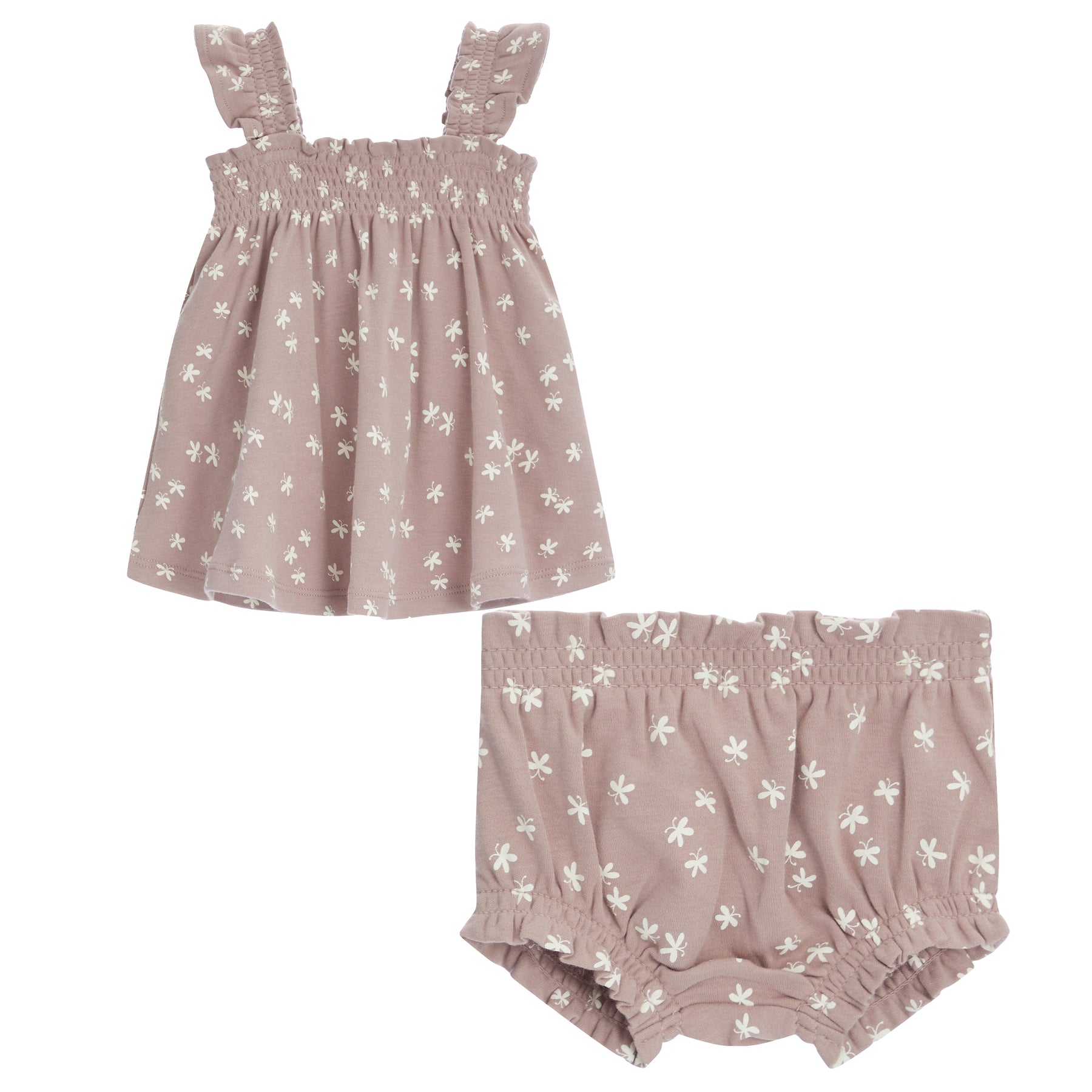 Smocked Jersey Dress- Butterflies