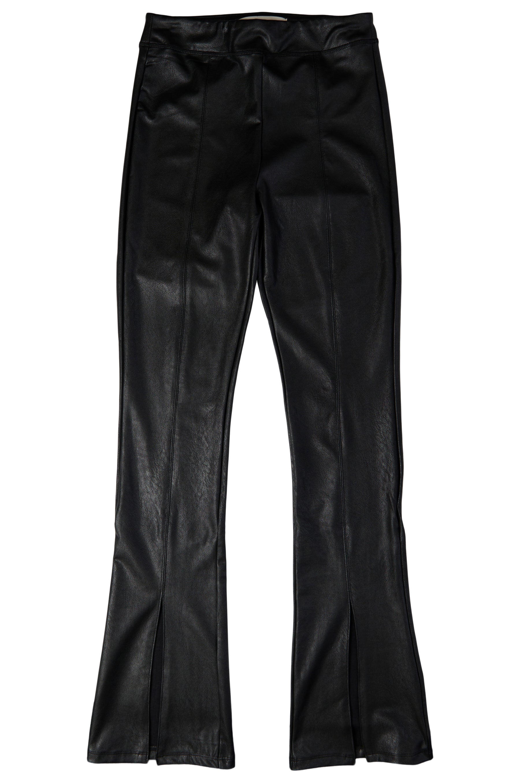 Vegan Leather Slit Hem Pant