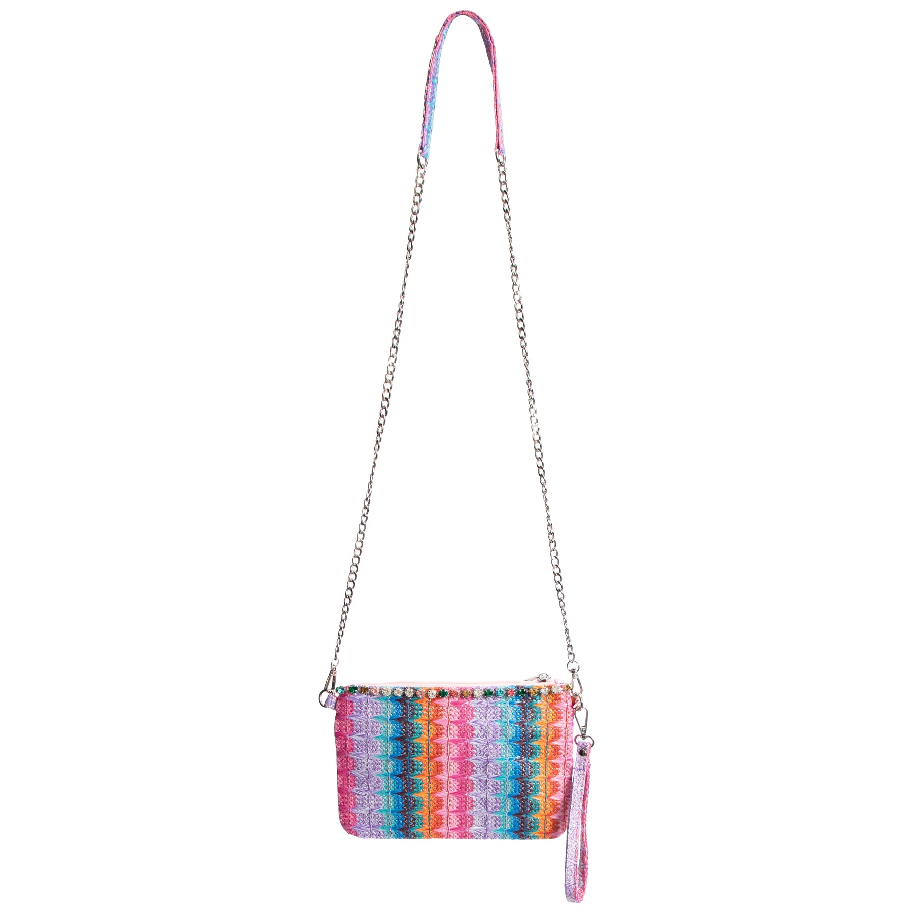 Pastel Raffia Jeweled Bag