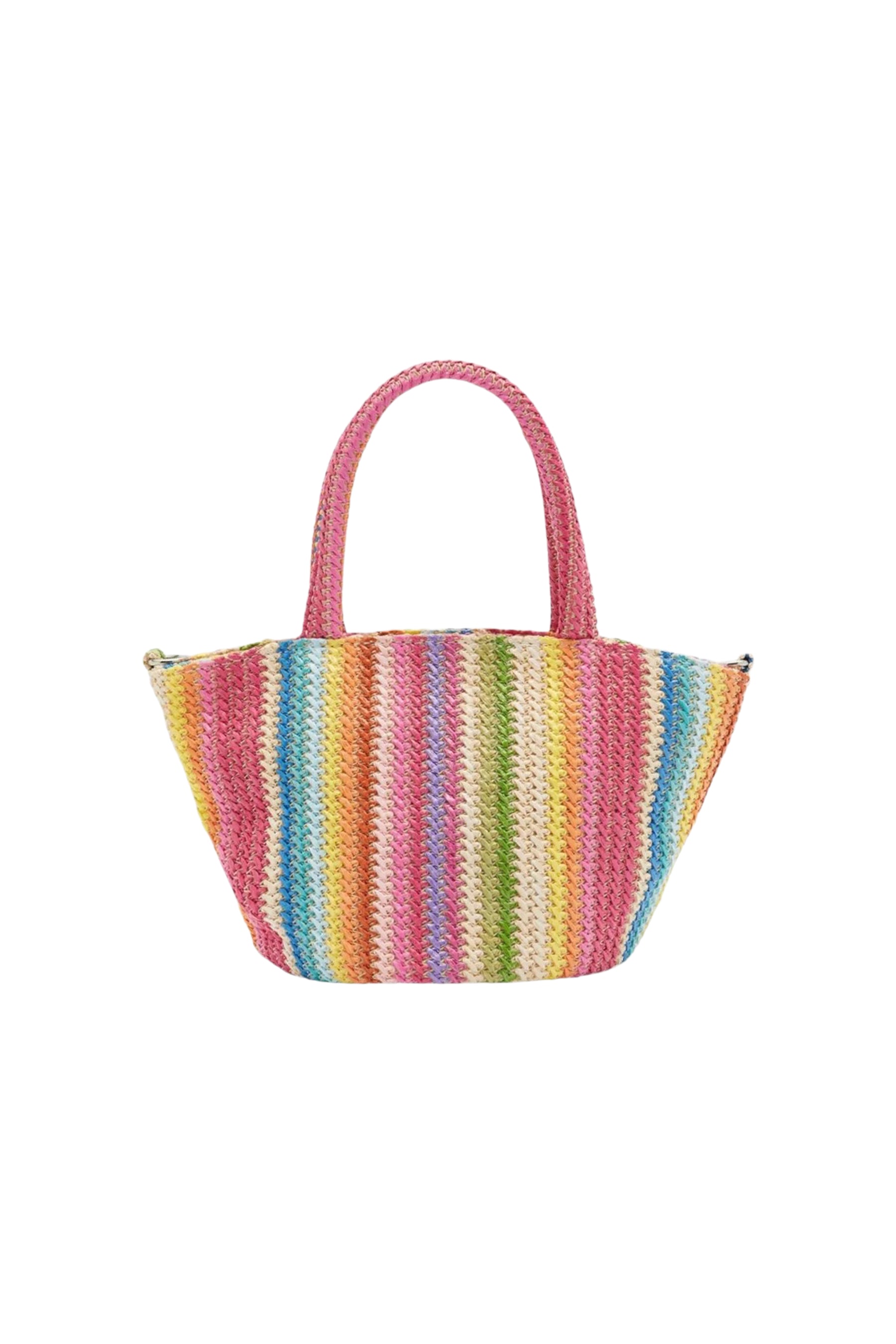 Rainbow Raffia Tote Bag