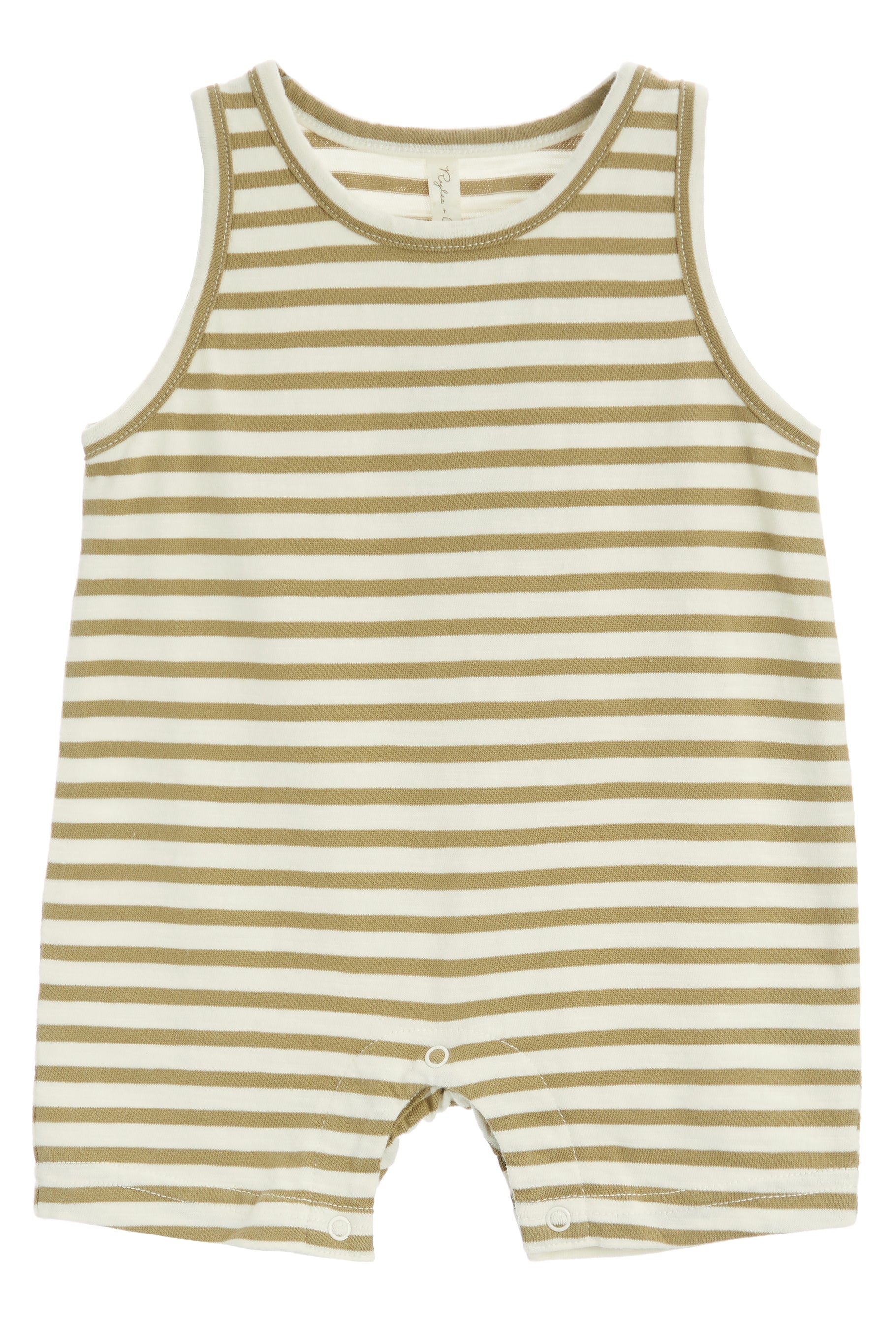 Sleeveless One Piece- Olive Stripe
