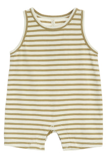 Sleeveless One Piece- Olive Stripe