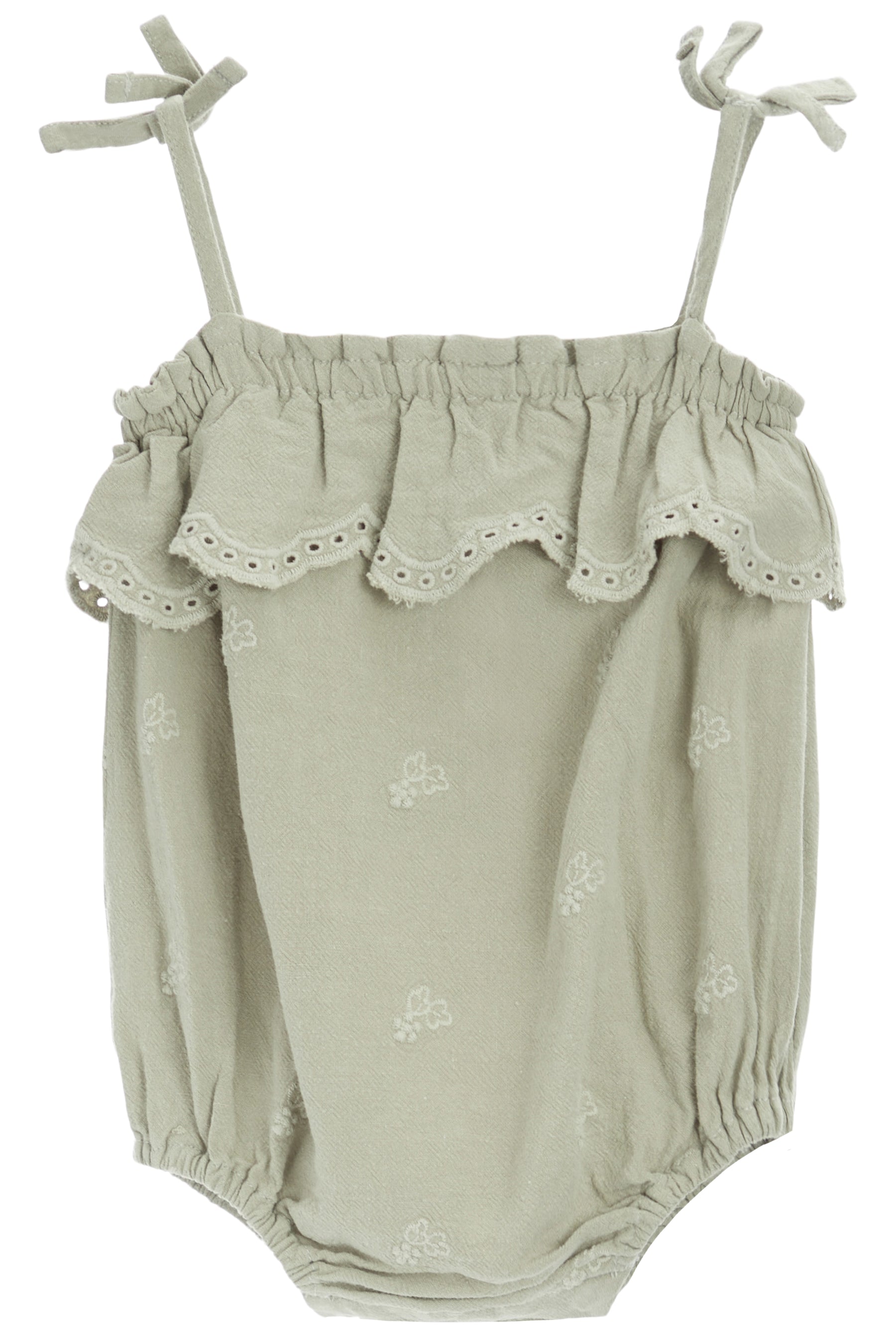 Ruffle Romper Grapevine Embroidery