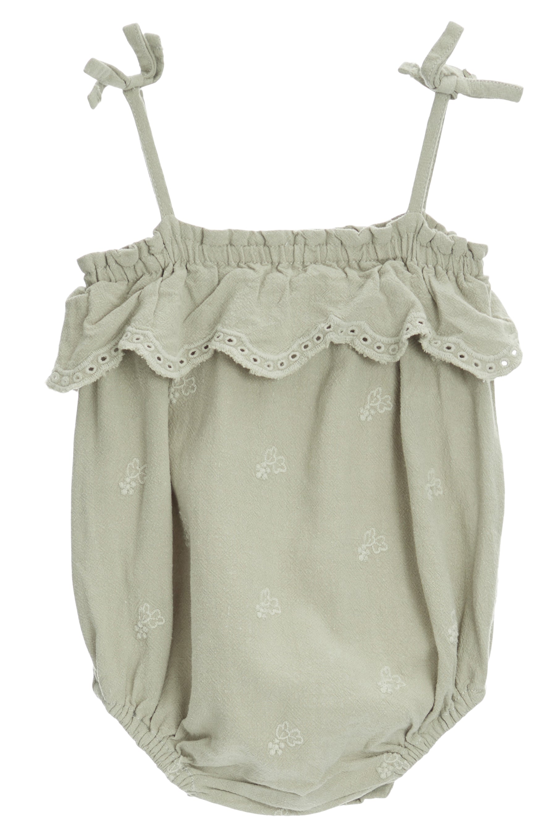 Ruffle Romper Grapevine Embroidery