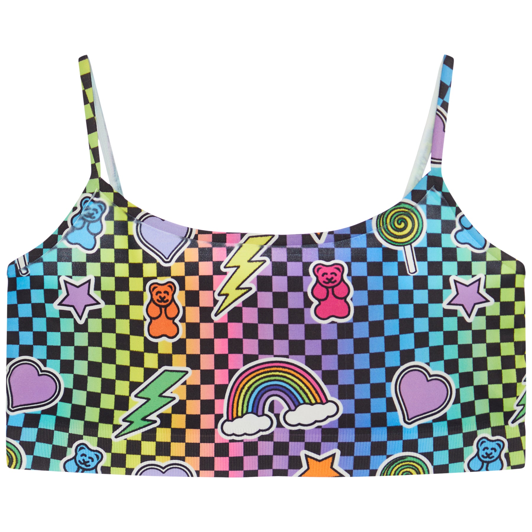 Rainbow Checkered Icons 7-14 Bra Cami