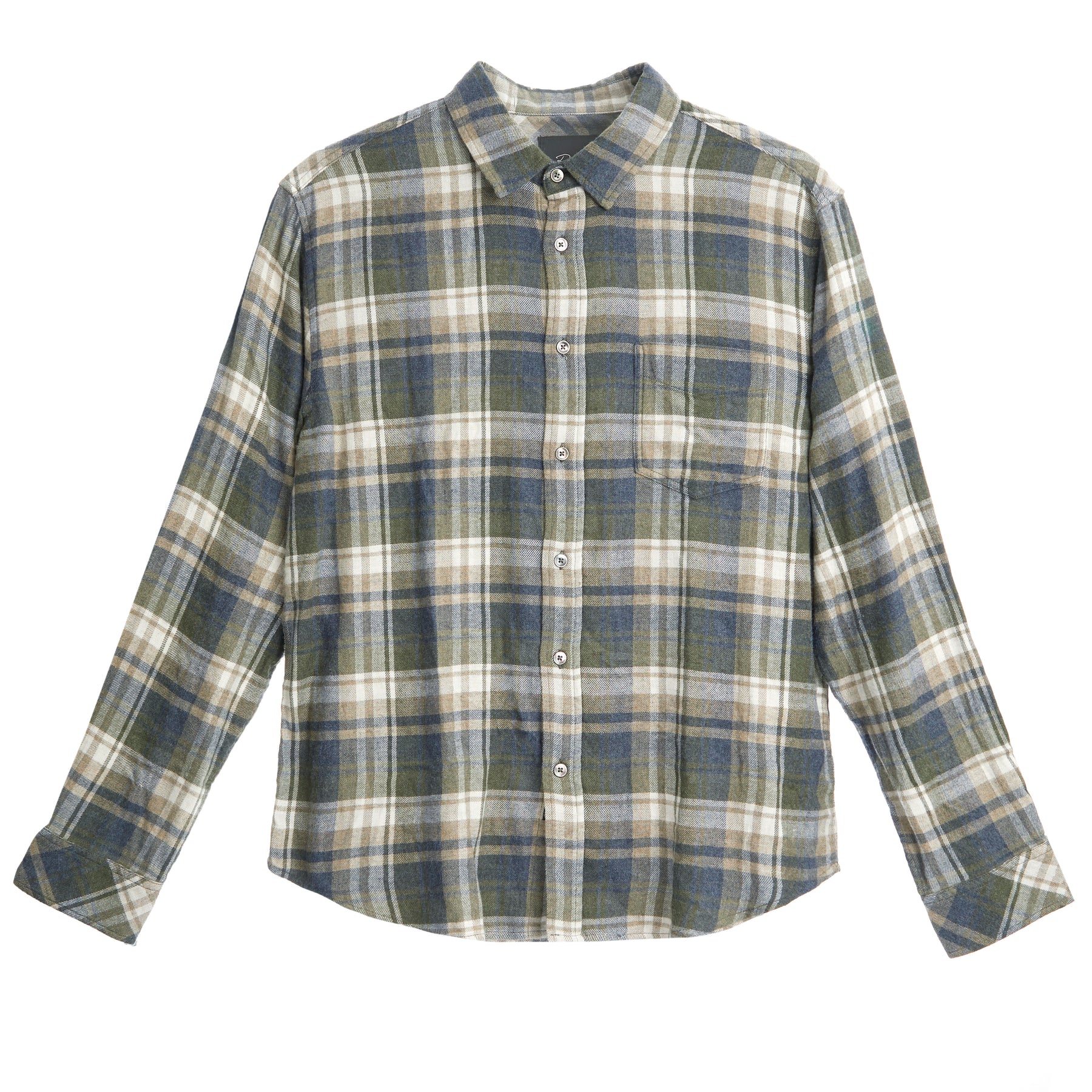 Lennox Brushed Cotton Blend Flannel Shirt Blue Moss