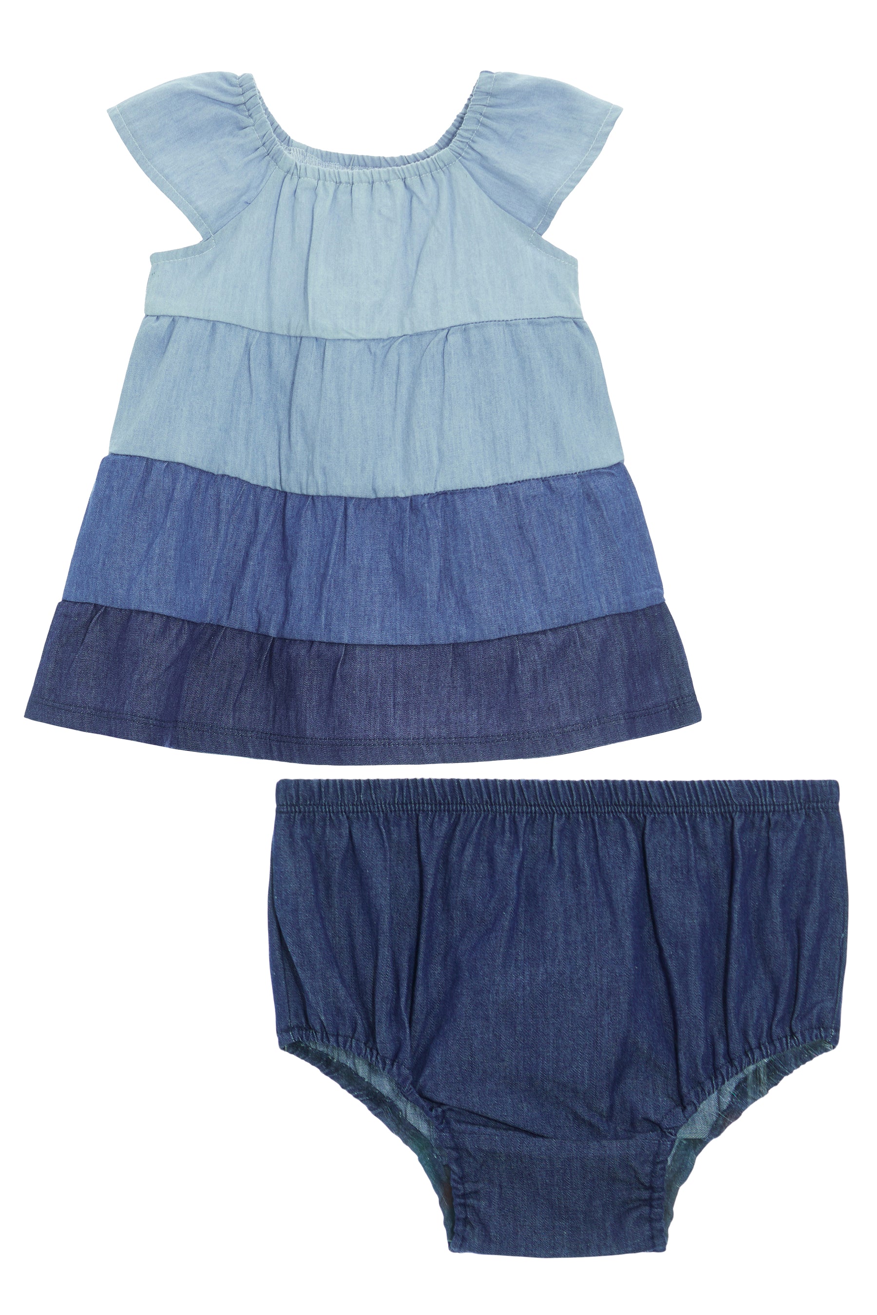 Chambray Tiered Dress