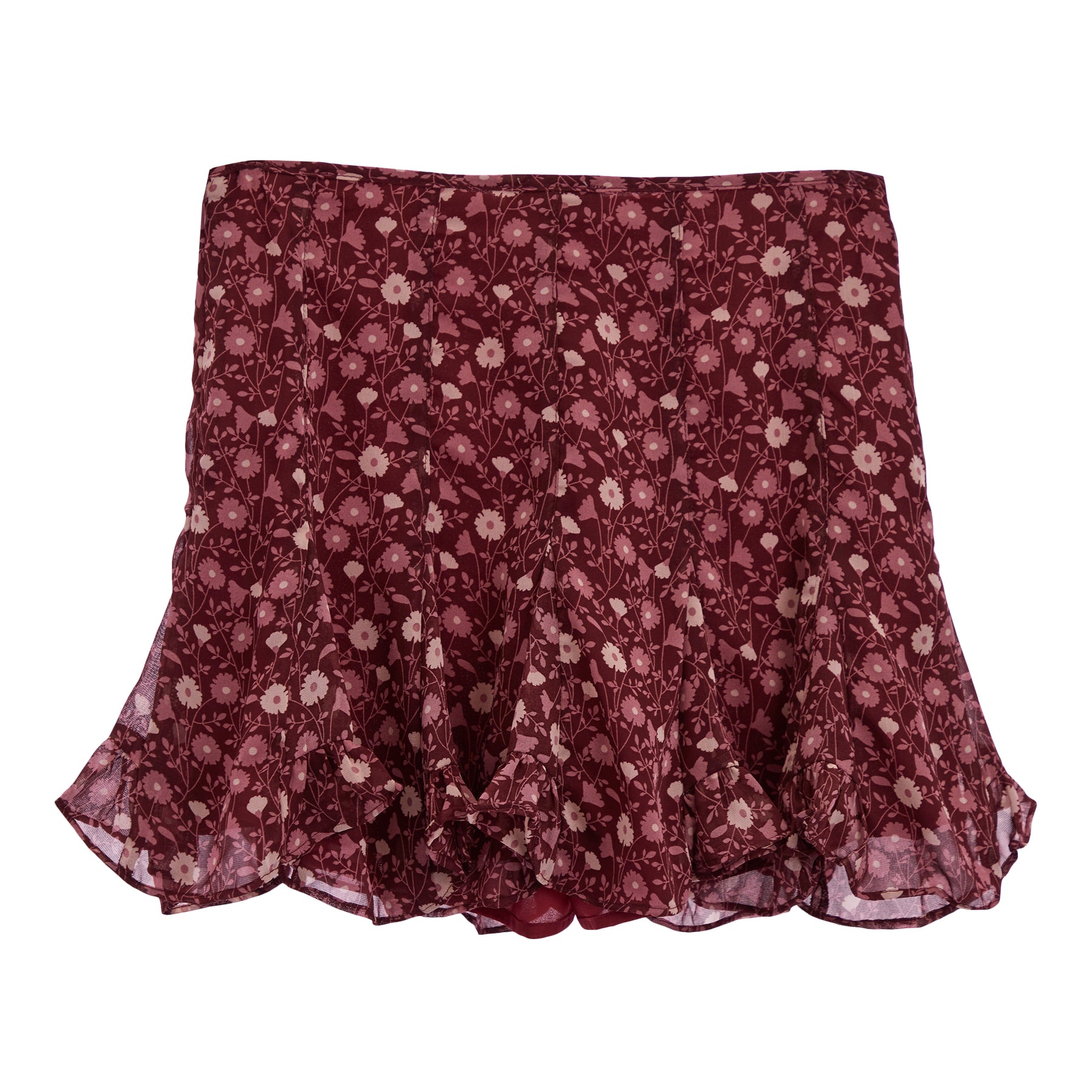 Floral Ruffle Mini Skirt