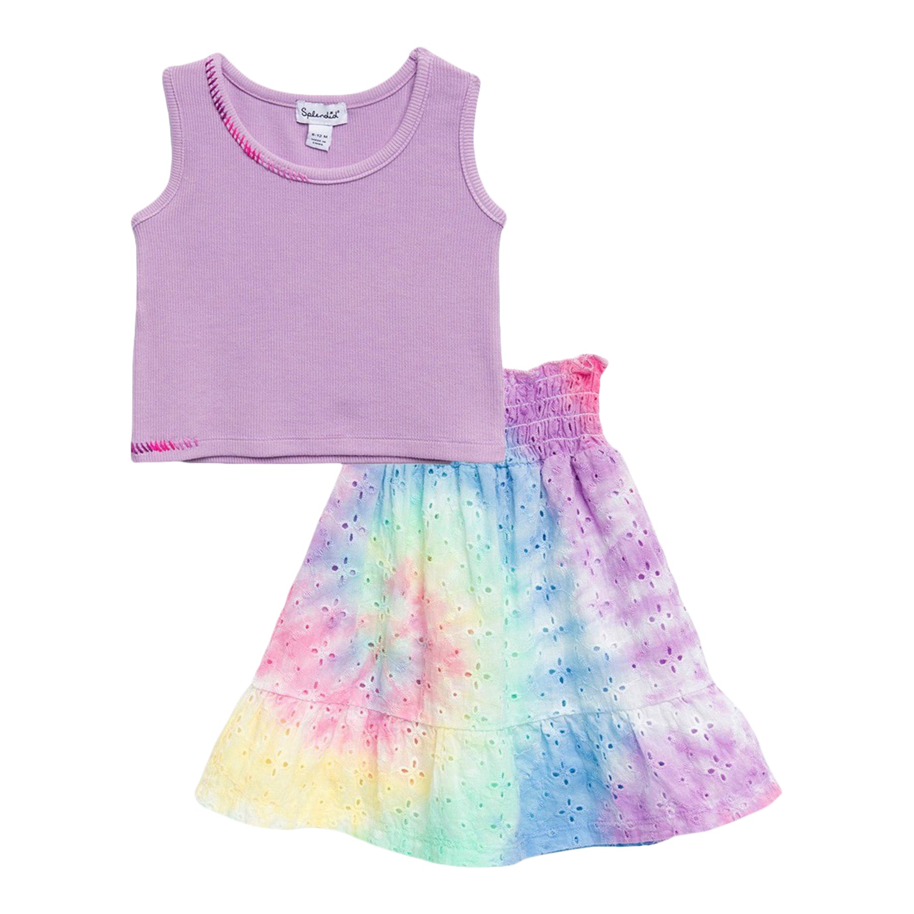 Rainbow Eyelet Skirt Set