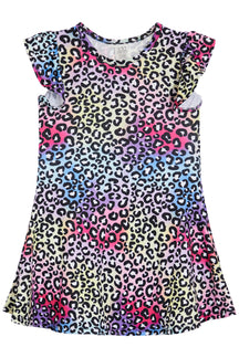 Flutter Sleeve Dress Leopard