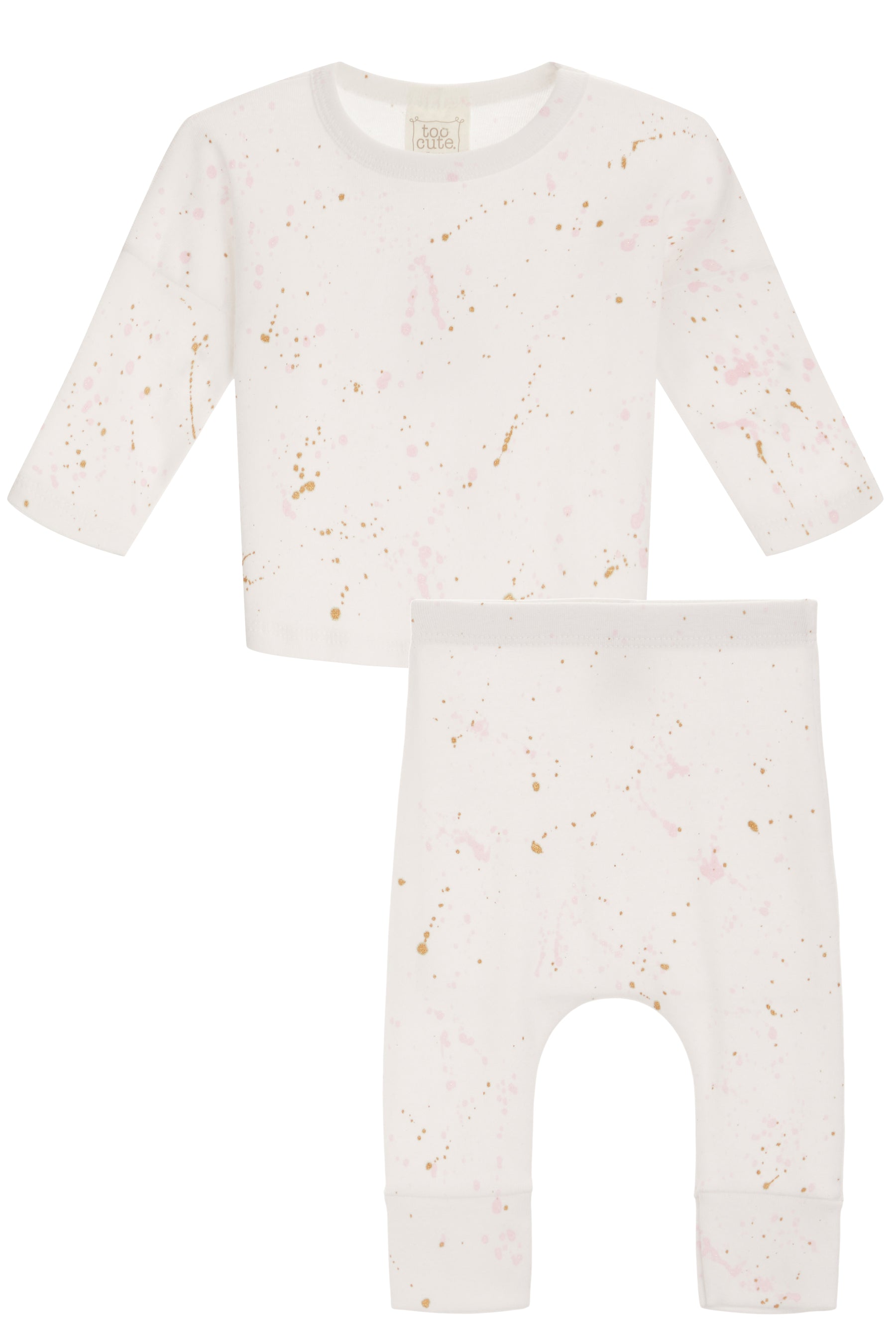 2 pc Harem Set- Pink/Gold Splatter