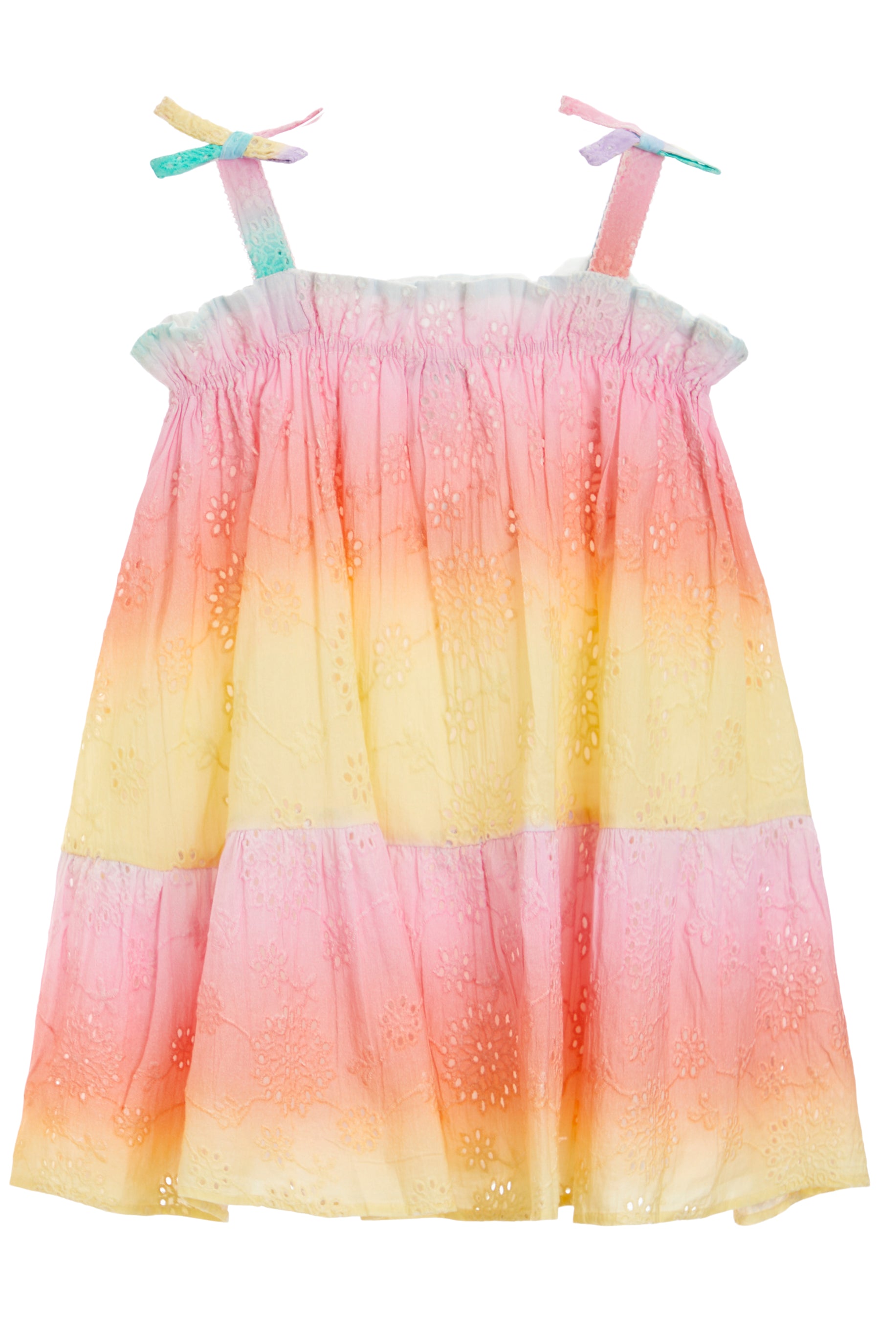 Ombre Eyelet Tie Shoulder Dress