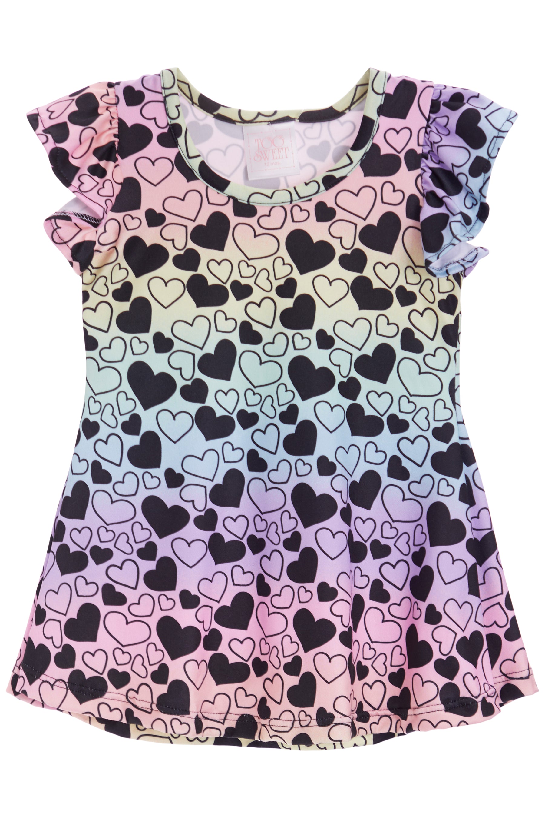 Short Sleeve Dress with Rainbow Hearts