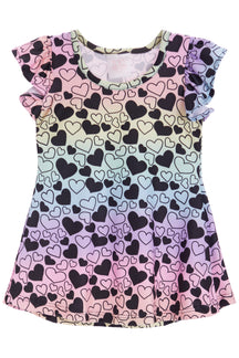 Short Sleeve Dress with Rainbow Hearts