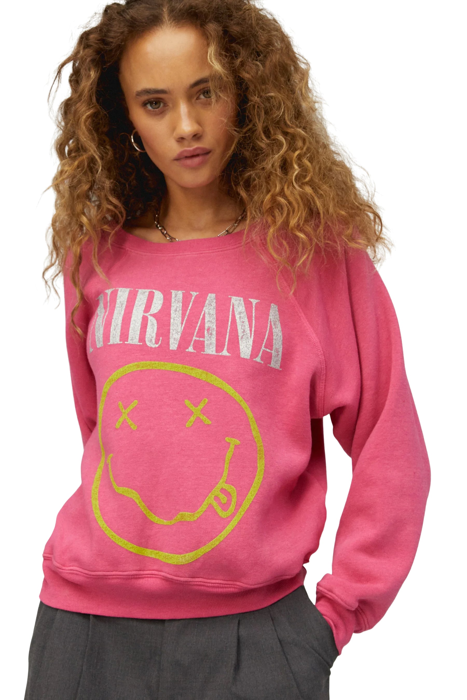 Nirvana Smiley Raglan Crew