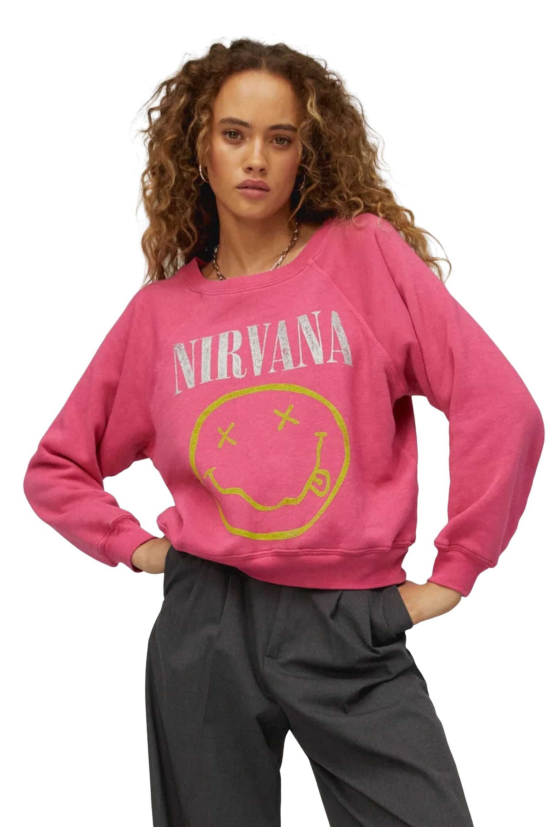 Nirvana Smiley Raglan Crew