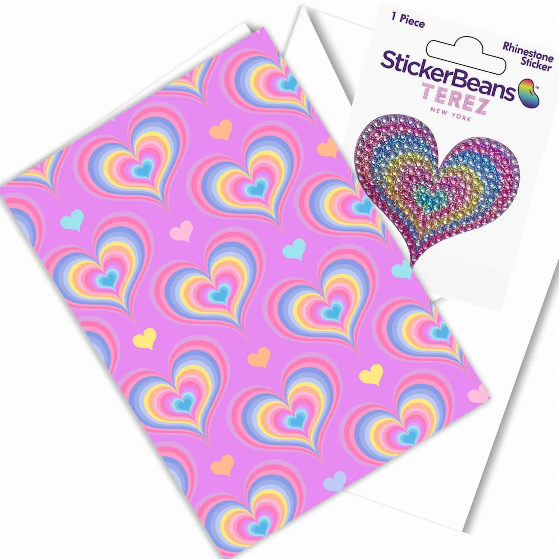 Groovy Heart Greeting Card & Stickerbeans
