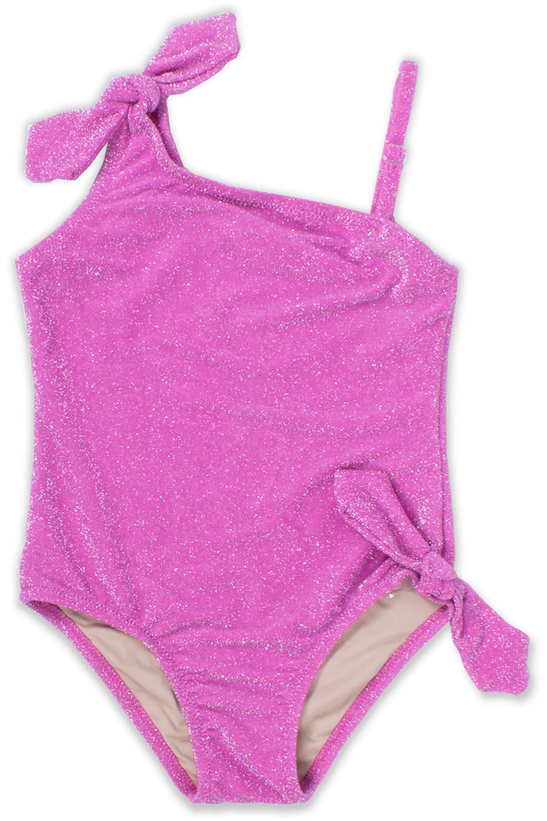 One Shoulder Swimsuit - Shimmer Pink