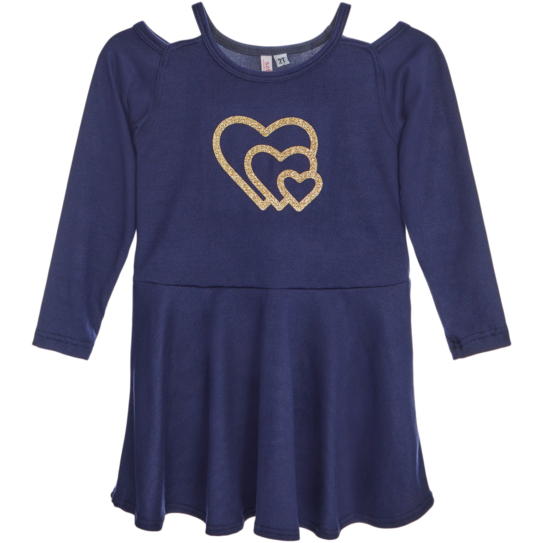 Open Shoulder Gold Hearts Dress