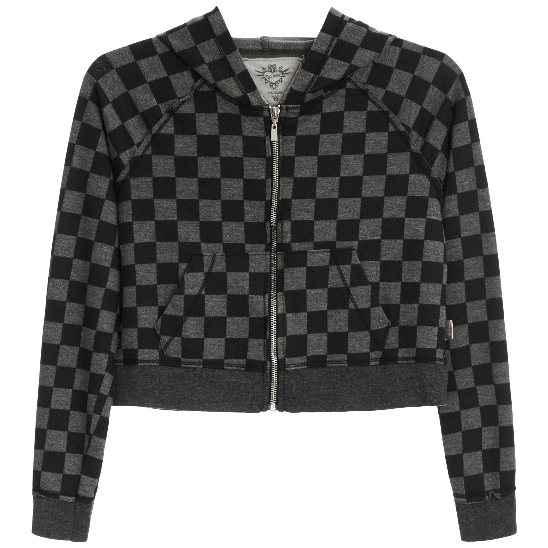 Checkerboard Crop Zip Jacket