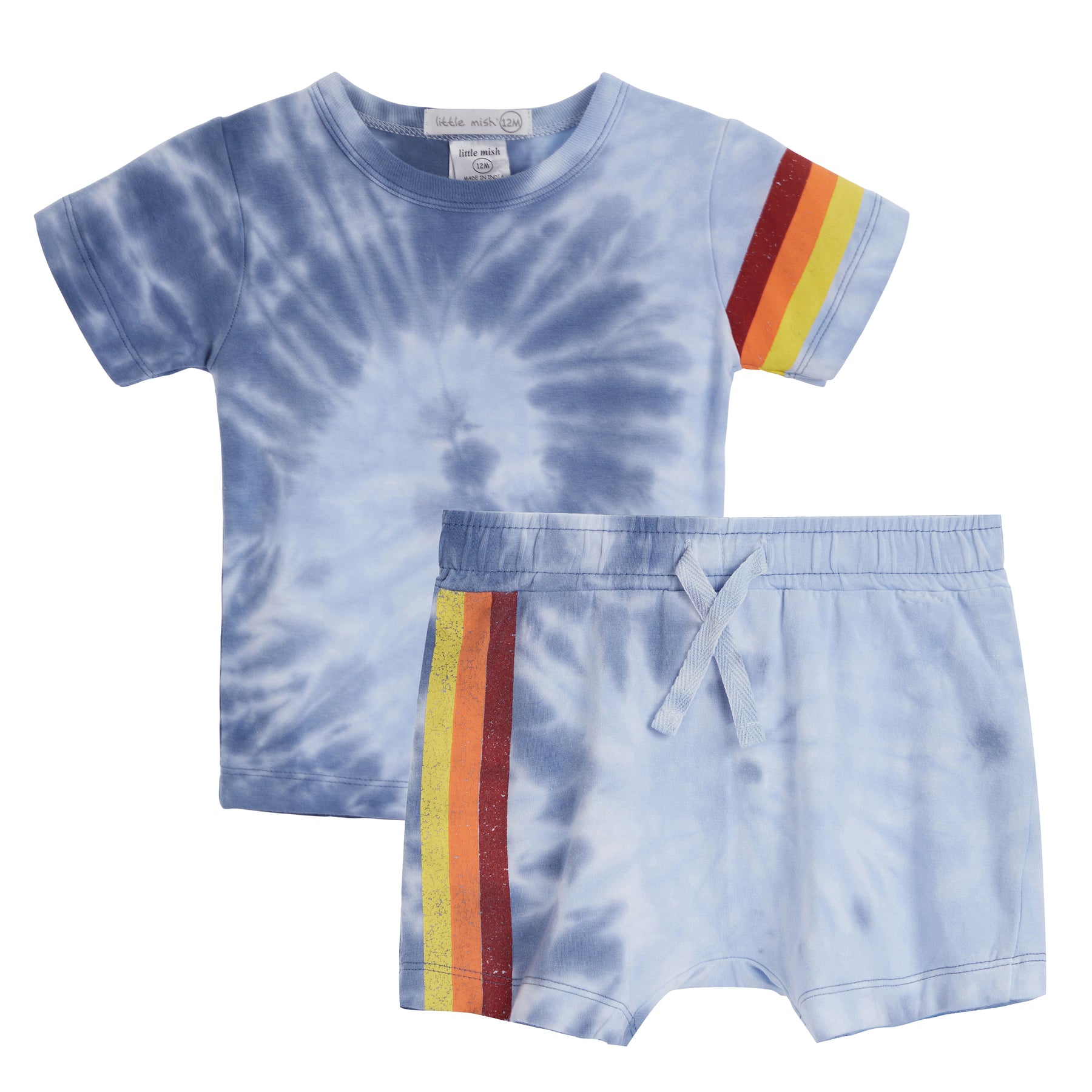 Tee & Shorts Set- Denim Tie Dye
