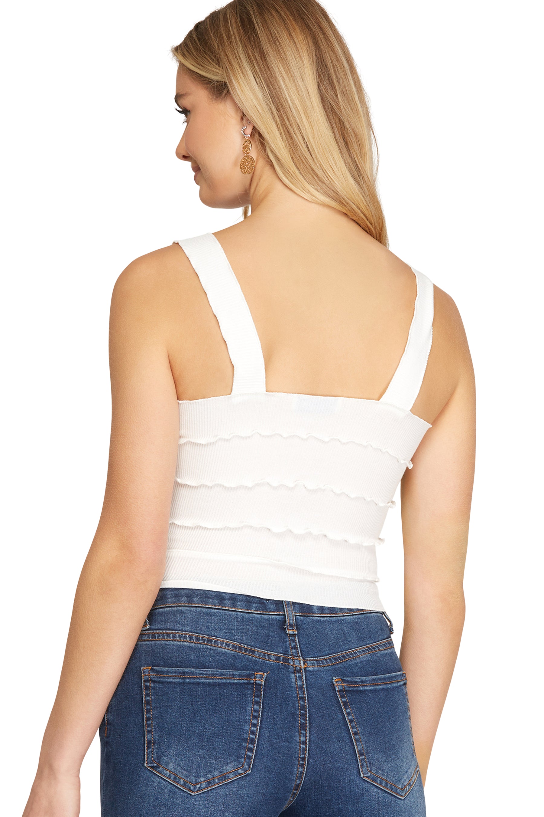 Seamed Rib Knit Crop Top