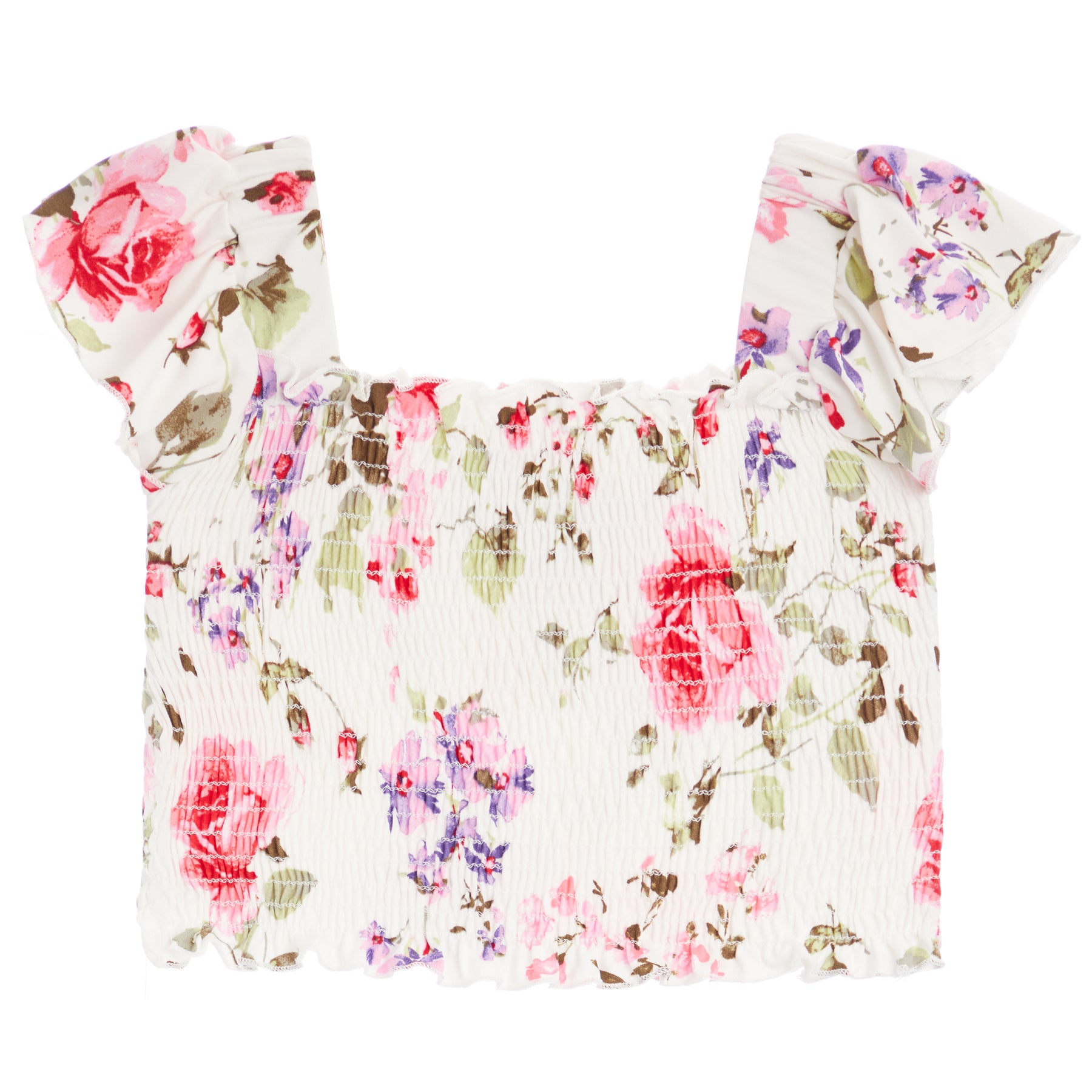 Floral Flutter Sleeve Top