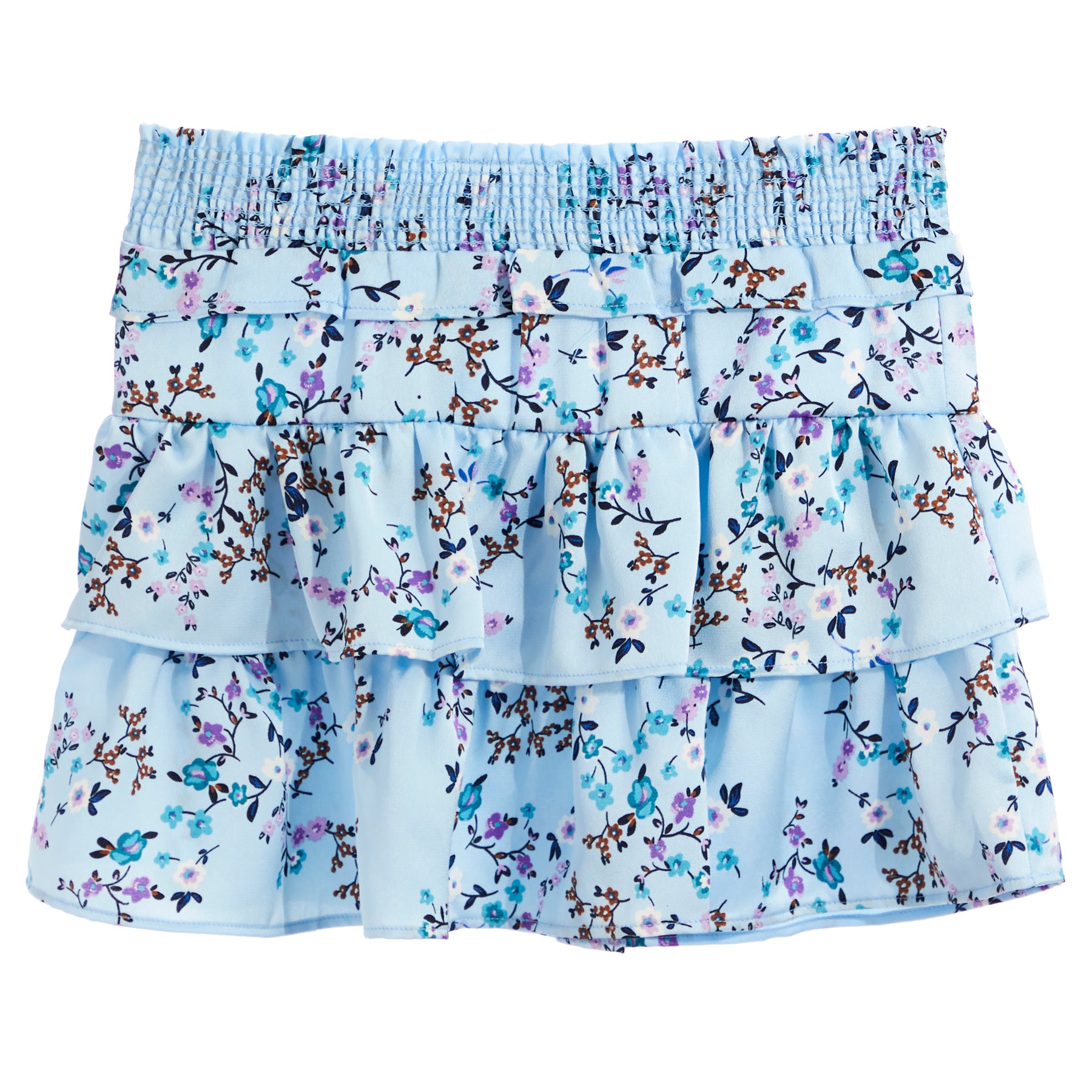 Floral Satin Ruffle Skirt