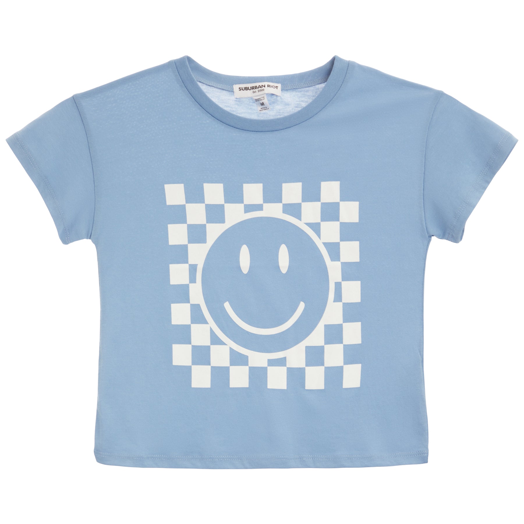 Smiley Checkerboard Crop Tee