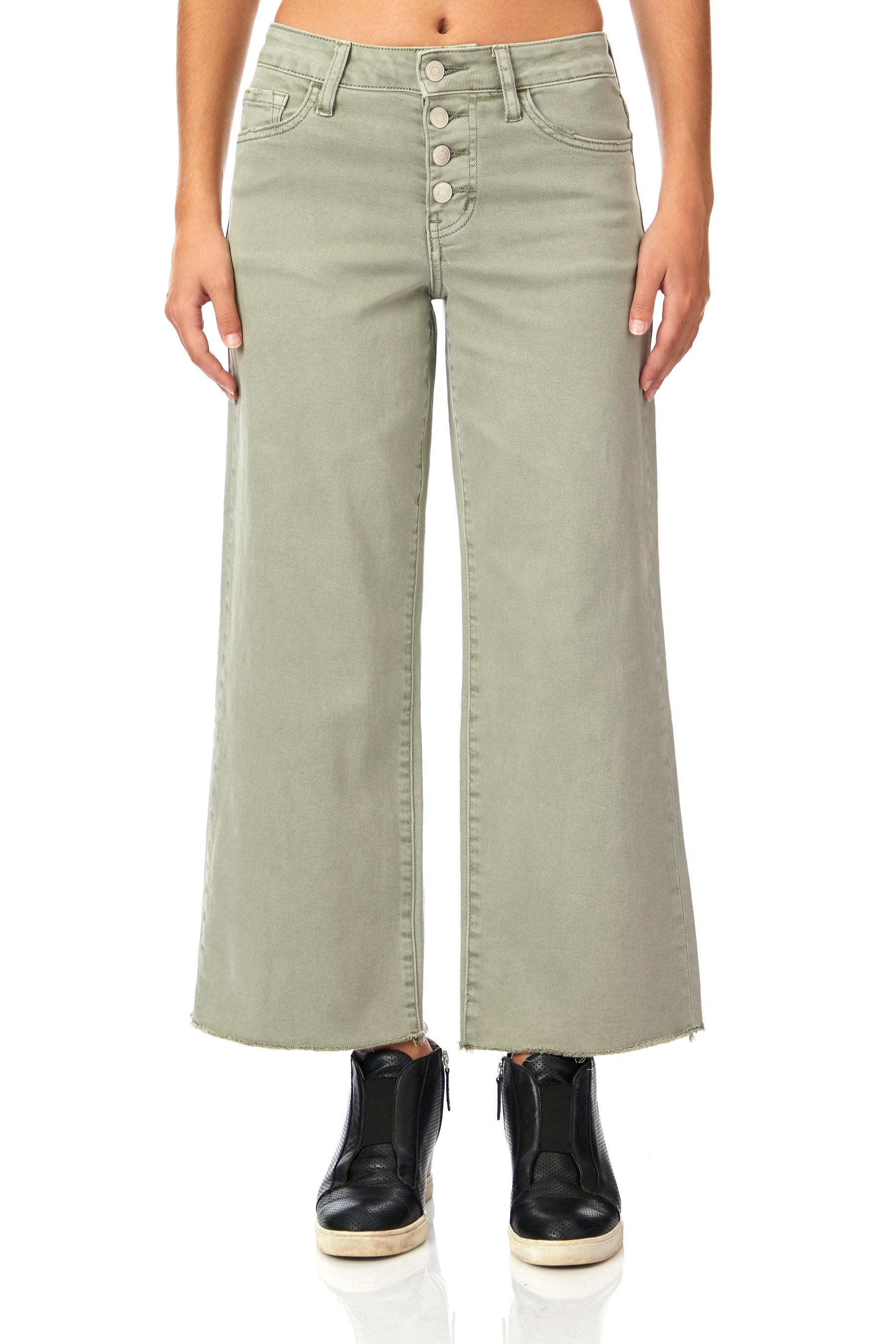 High Rise Button Up Crop Wide Leg