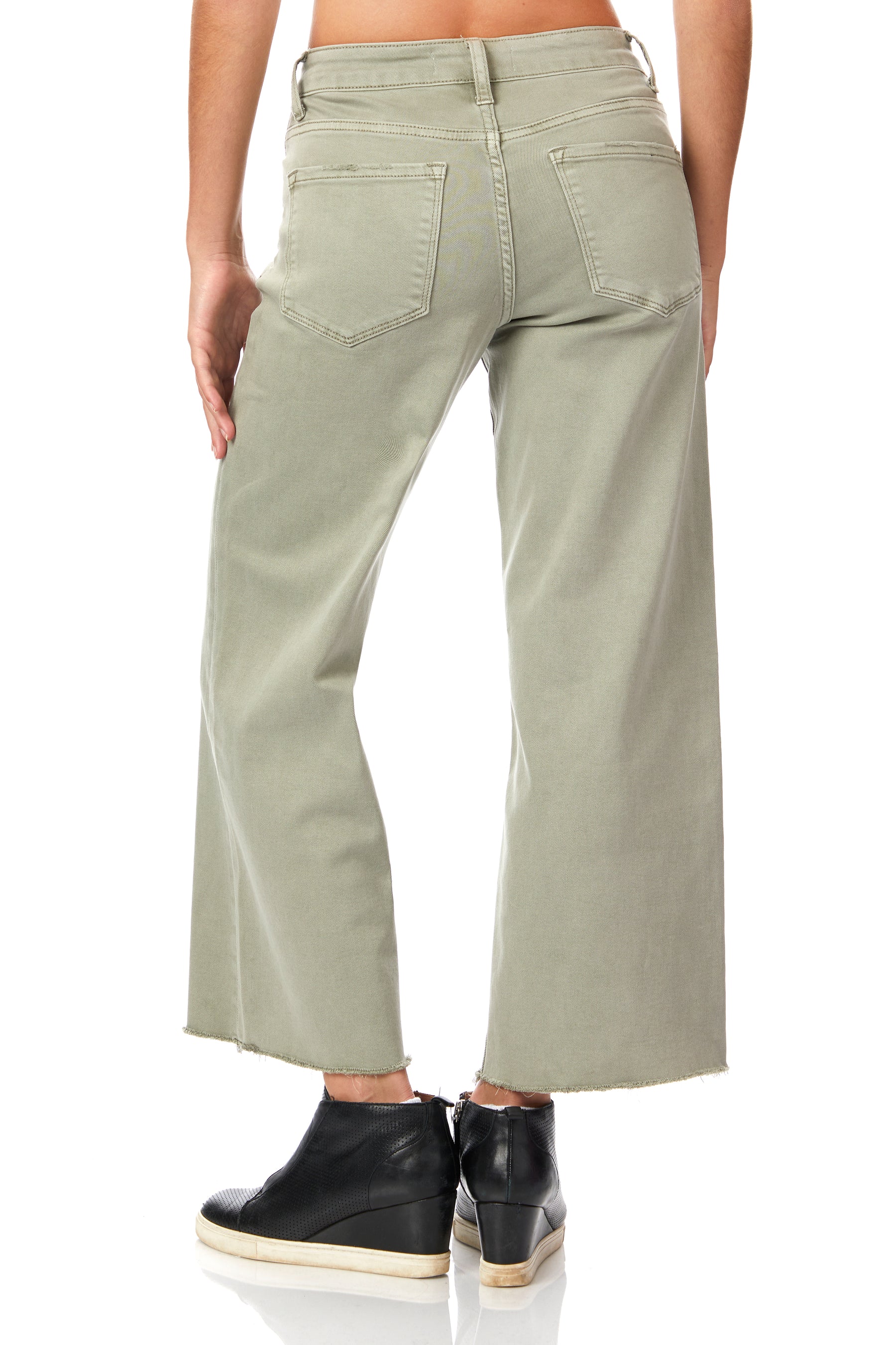 High Rise Button Up Crop Wide Leg