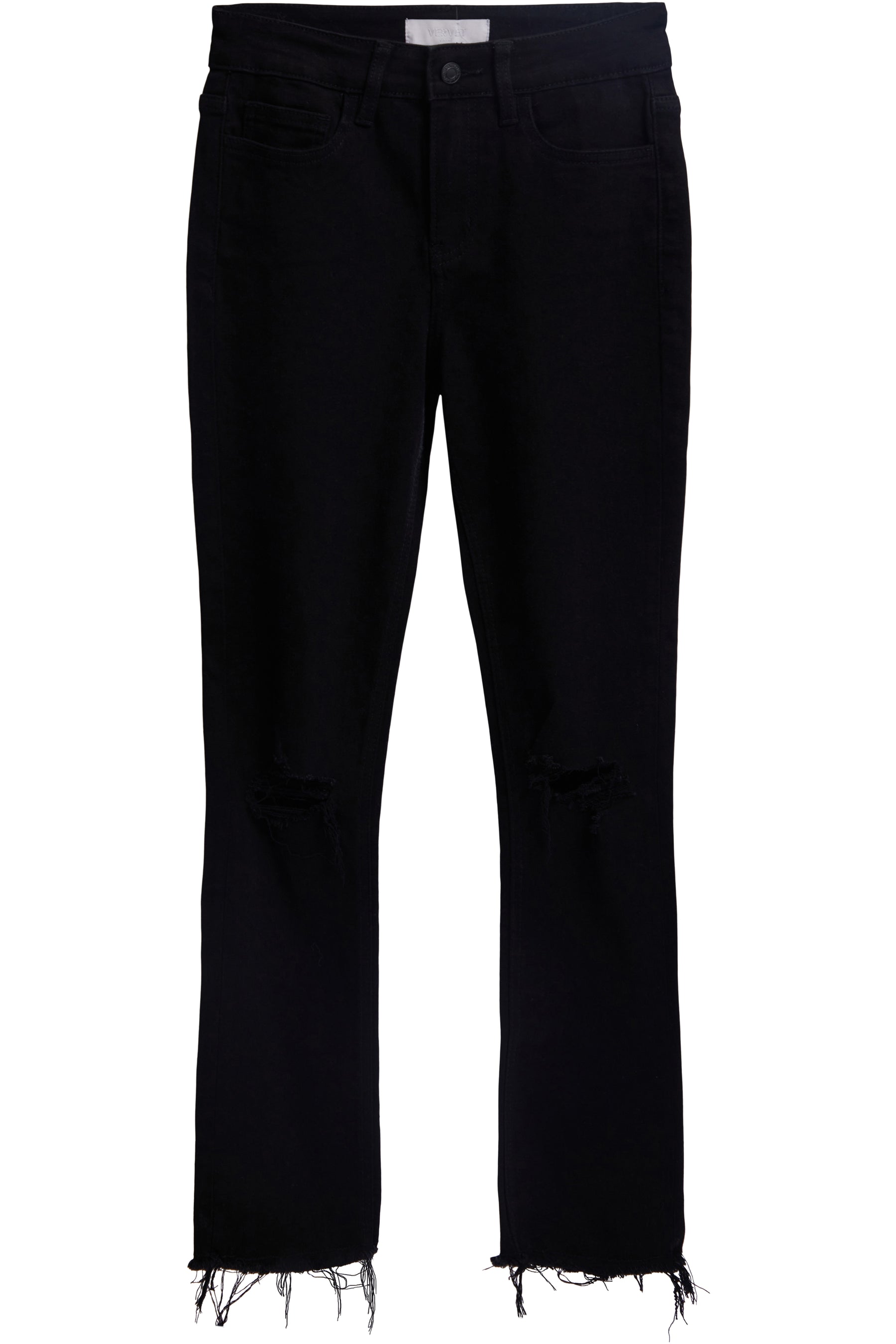 High Rise Raw Hem Straight Jean