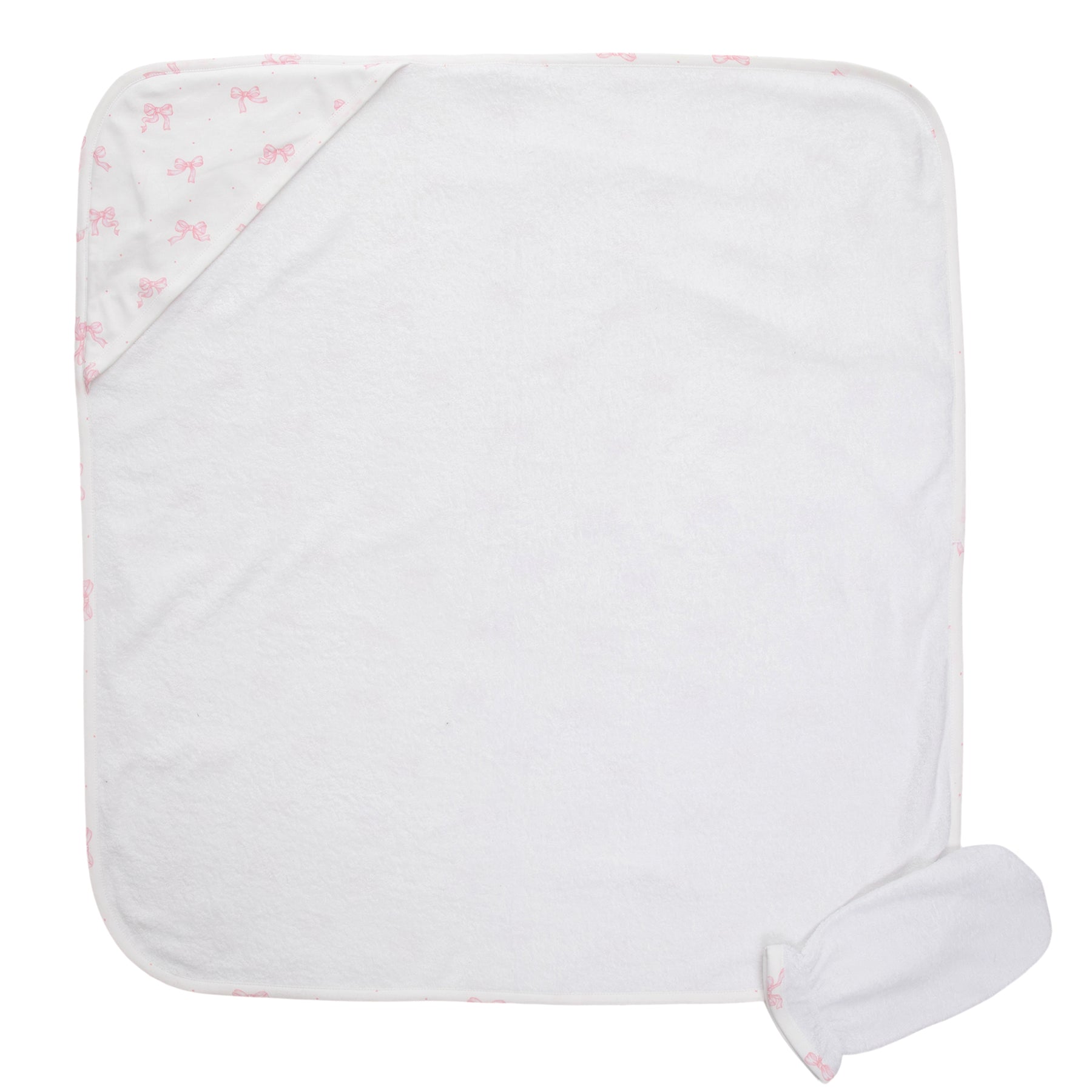 Pretty Bows Hooded Towel With Mitt