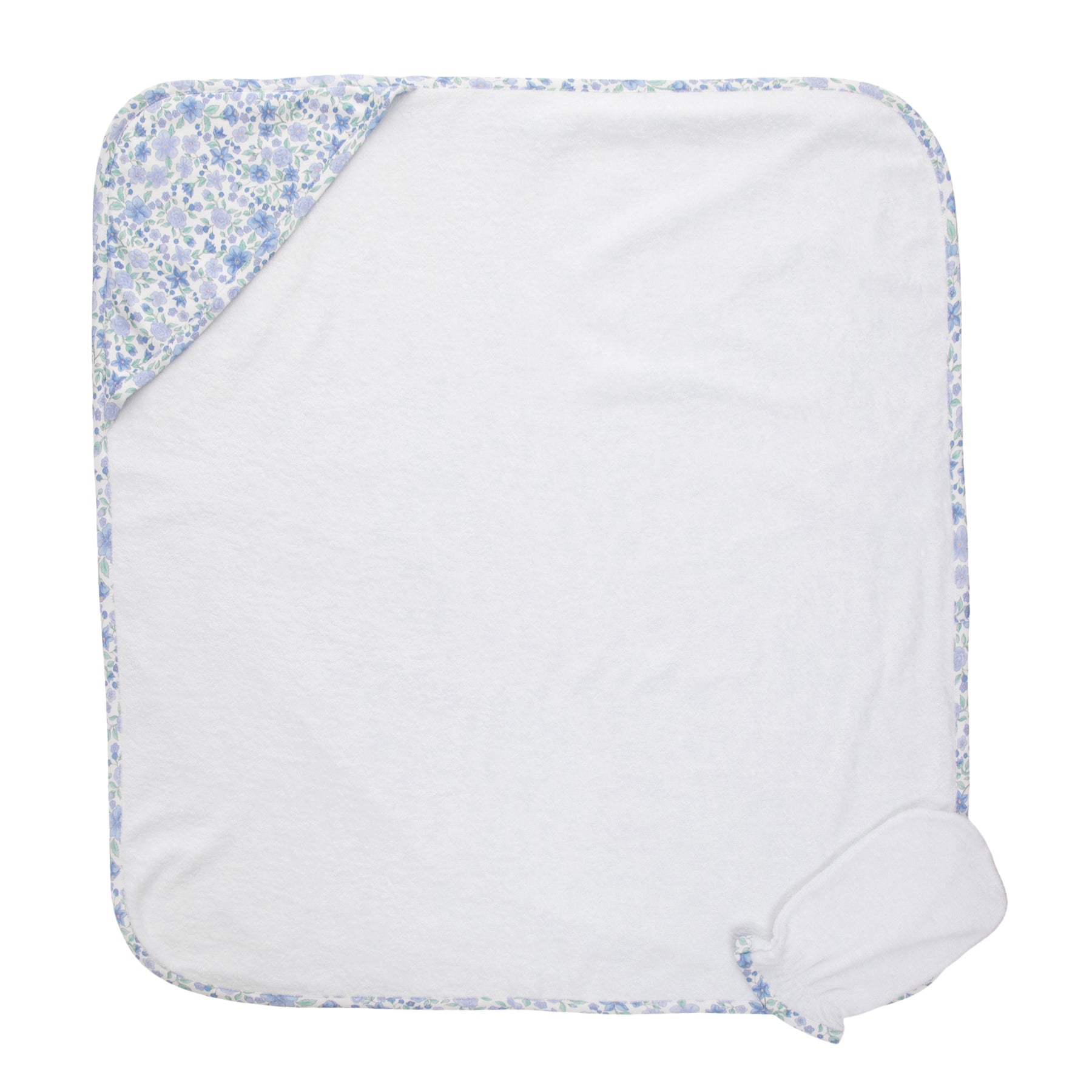 Blue Blossom Hooded Towel With Mitt
