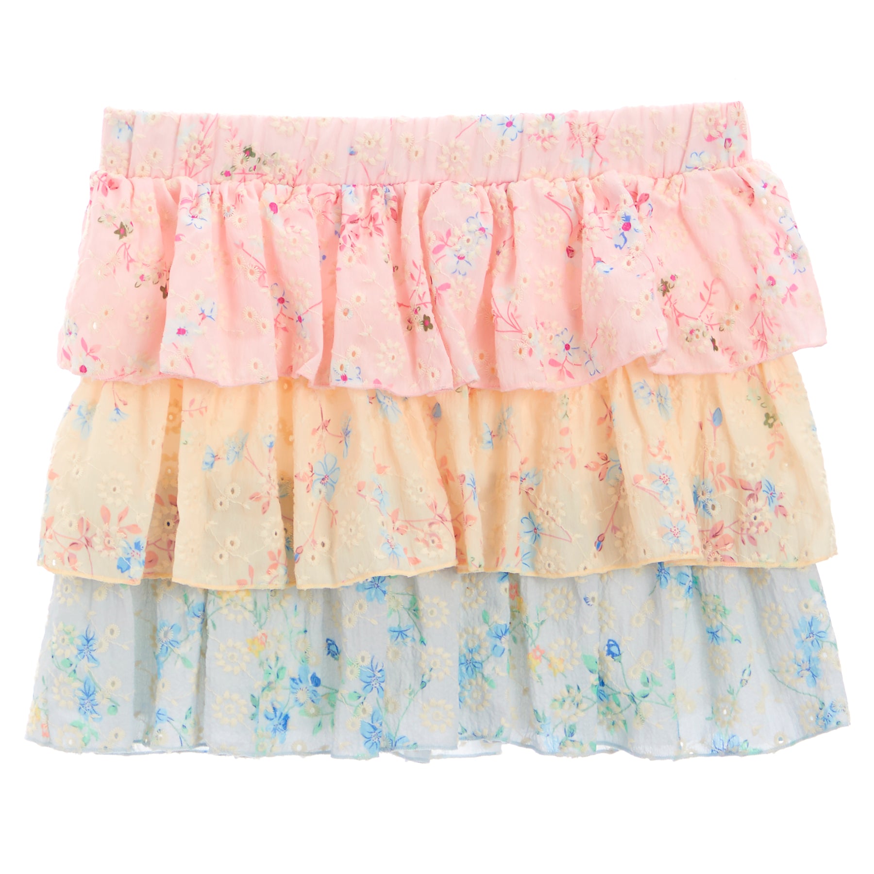 Floral Eyelet Ruffle Skirt