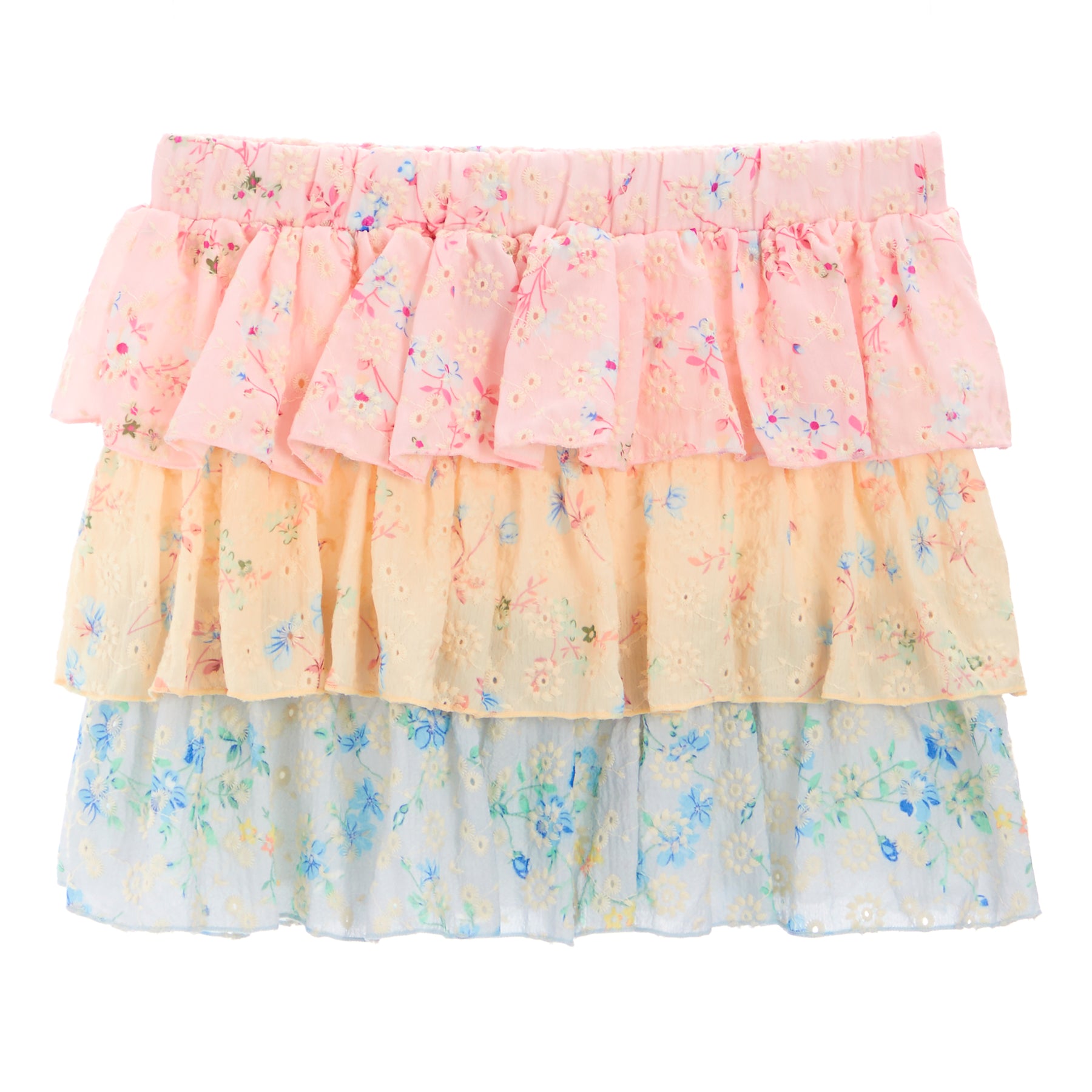 Floral Eyelet Ruffle Skirt