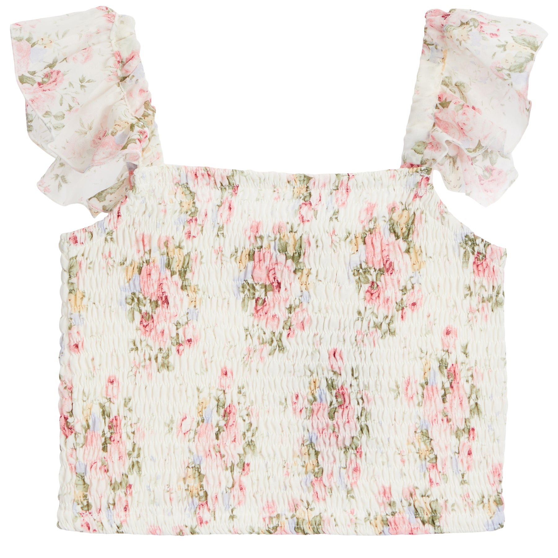 Rose Chiffon Ruffle Sleeve Top