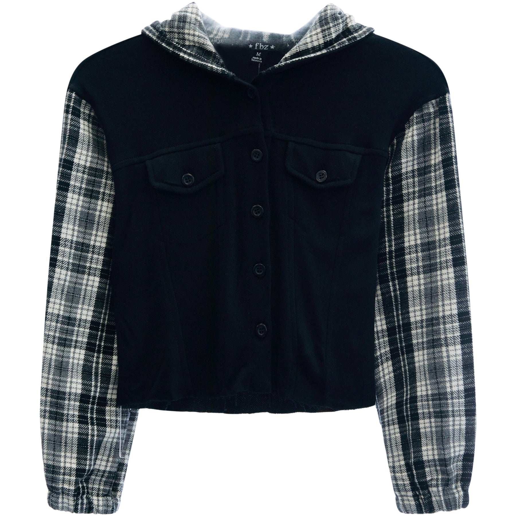 Plaid Sleeve Hooded Jacket