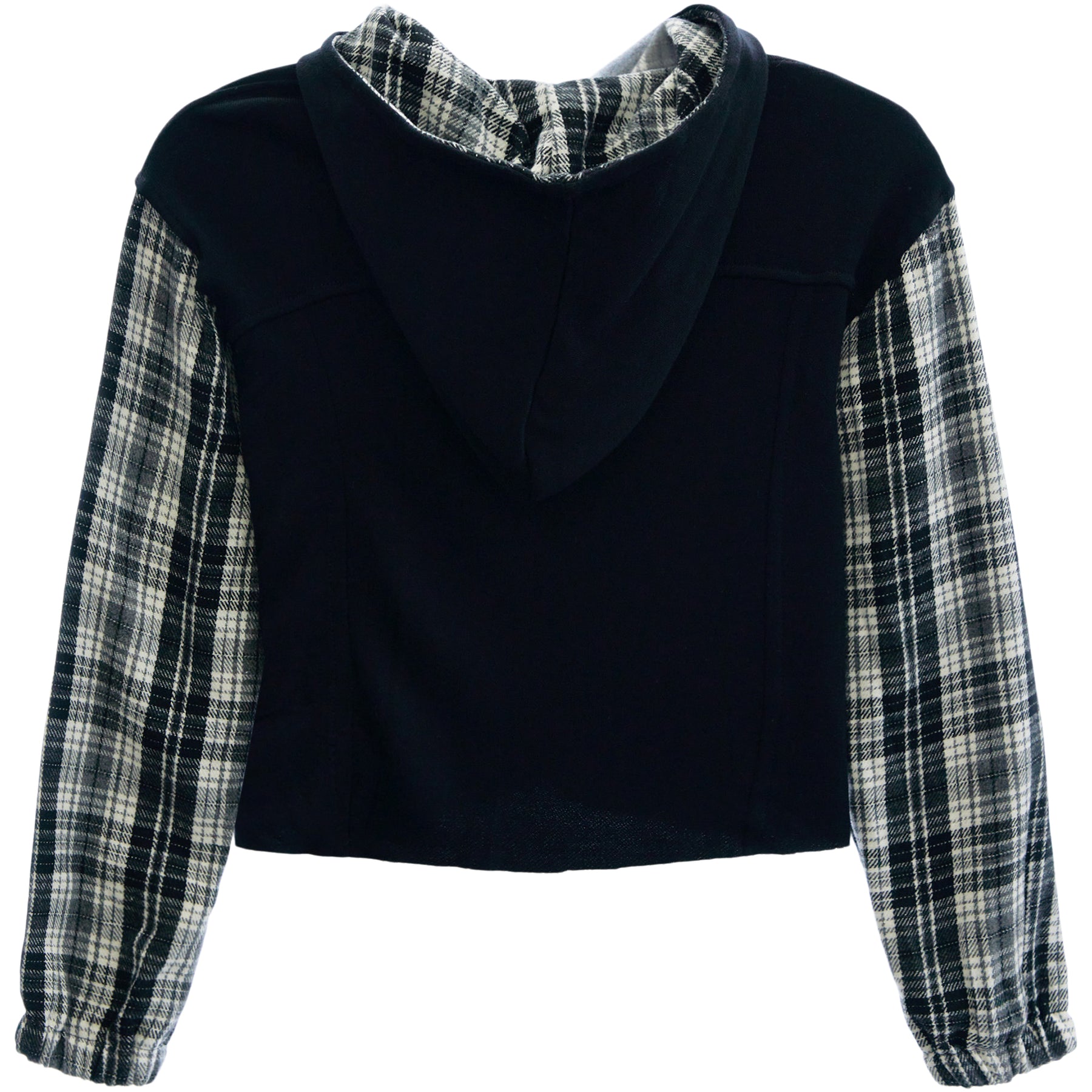 Plaid Sleeve Hooded Jacket