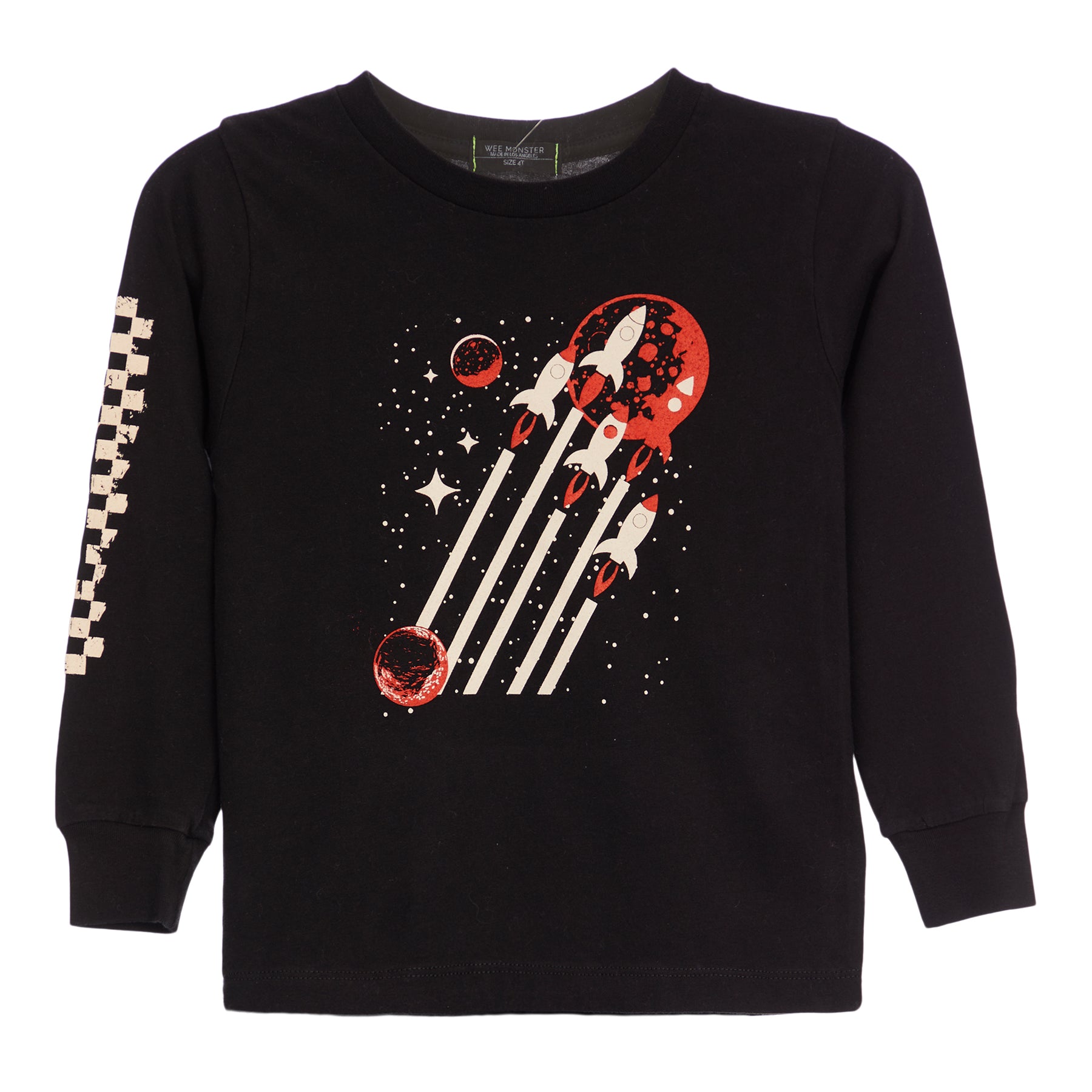 Space Rocket Black Long Sleeve