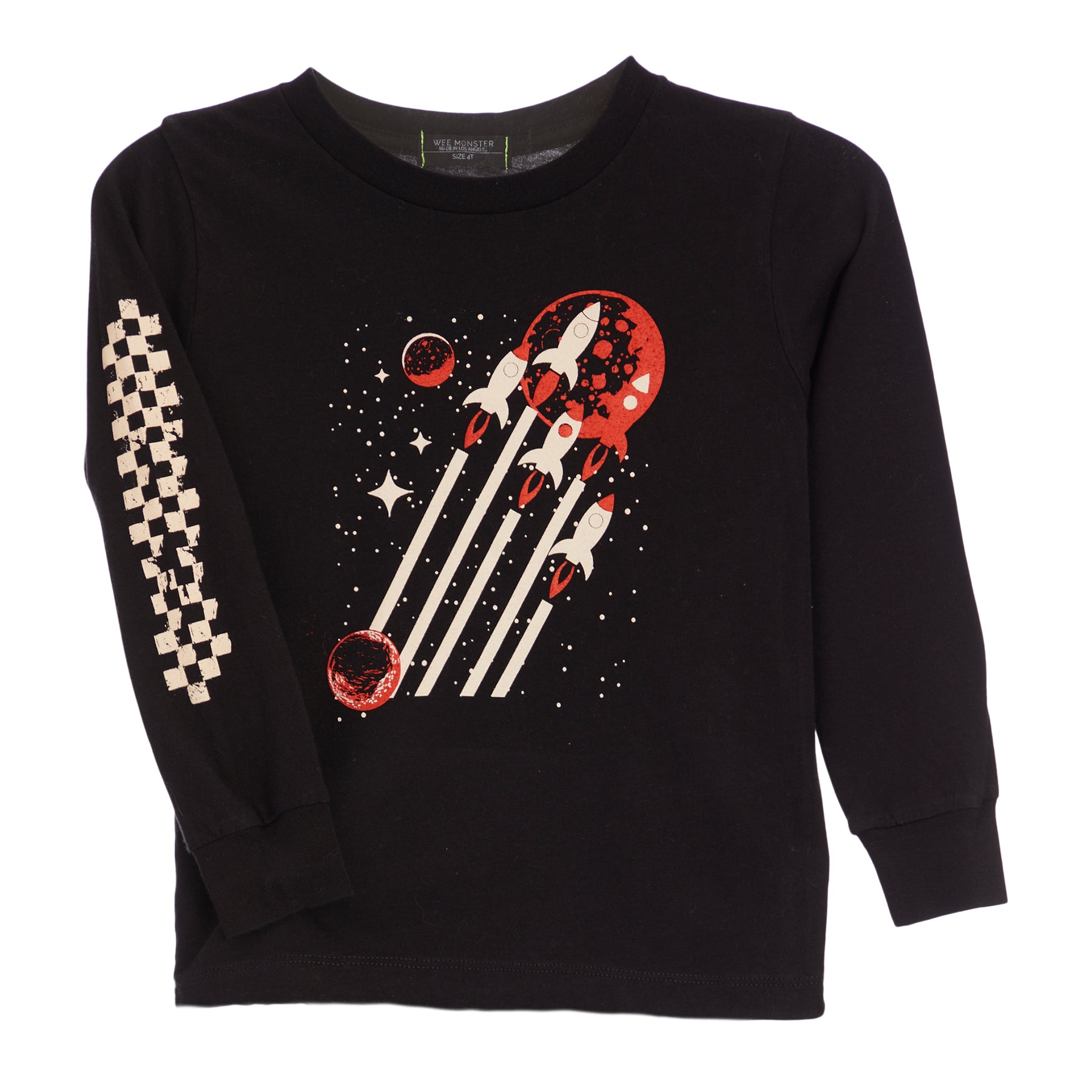 Space Rocket Black Long Sleeve