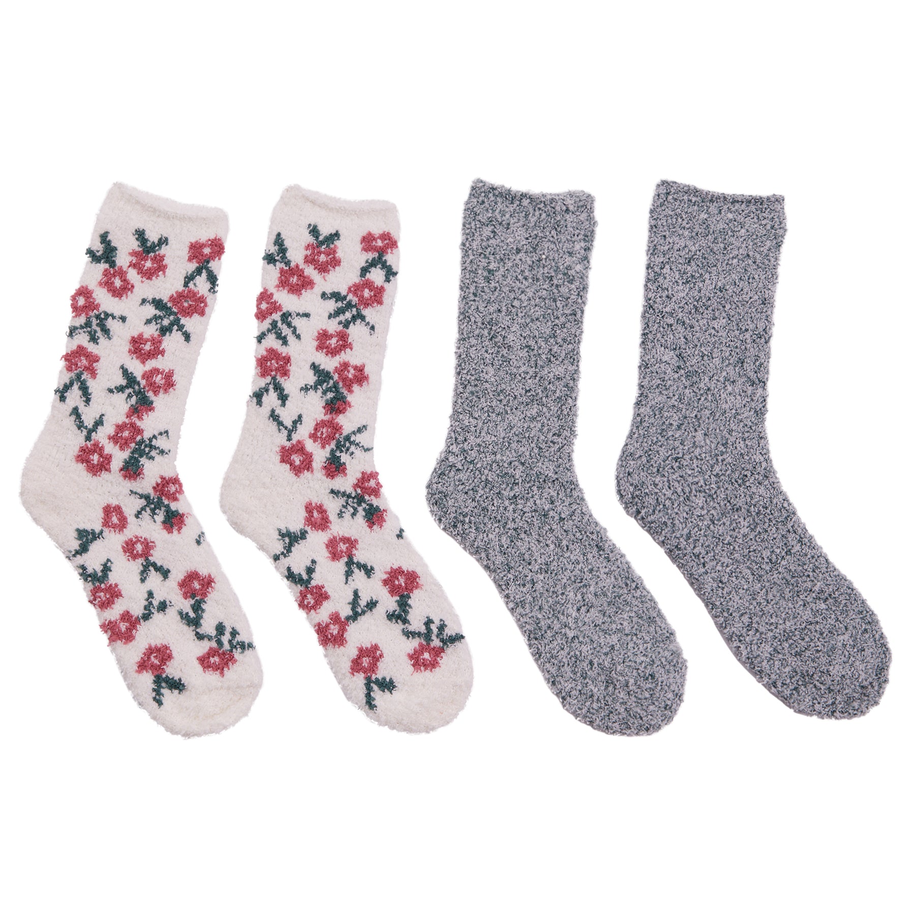 2-Pack Floral Plush Socks