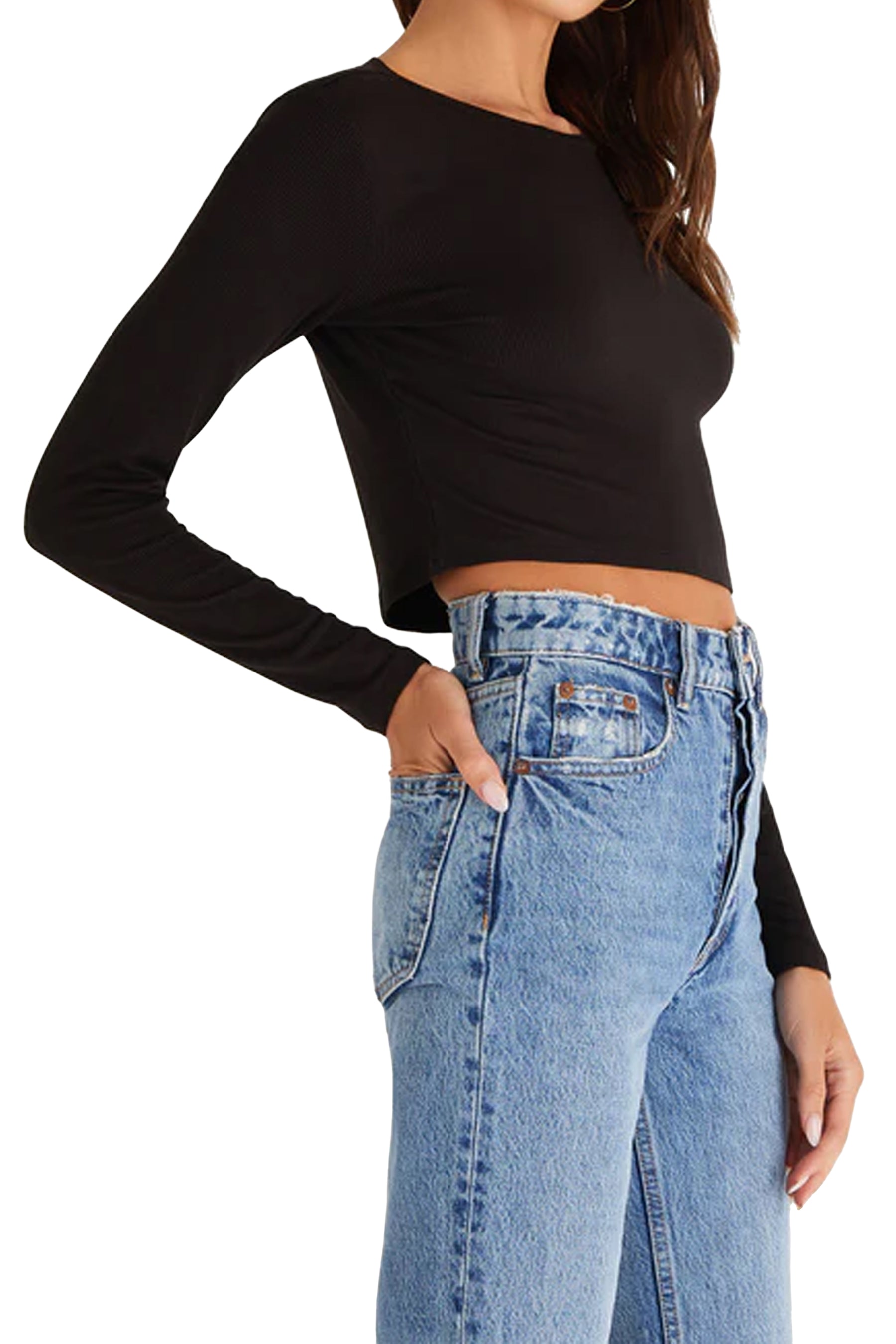 Gelina Cropped Long Sleeve Top