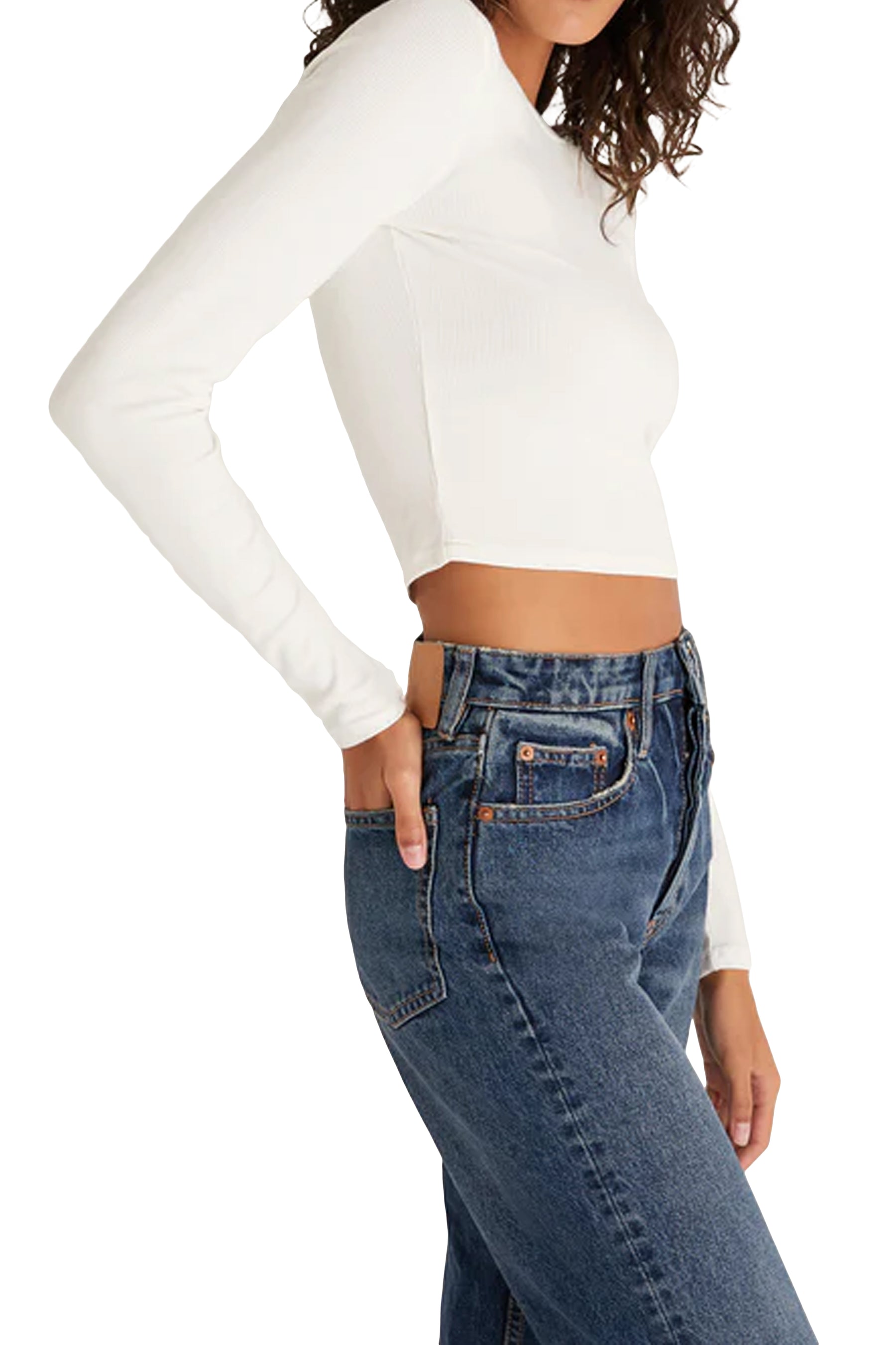 Gelina Cropped Long Sleeve Top