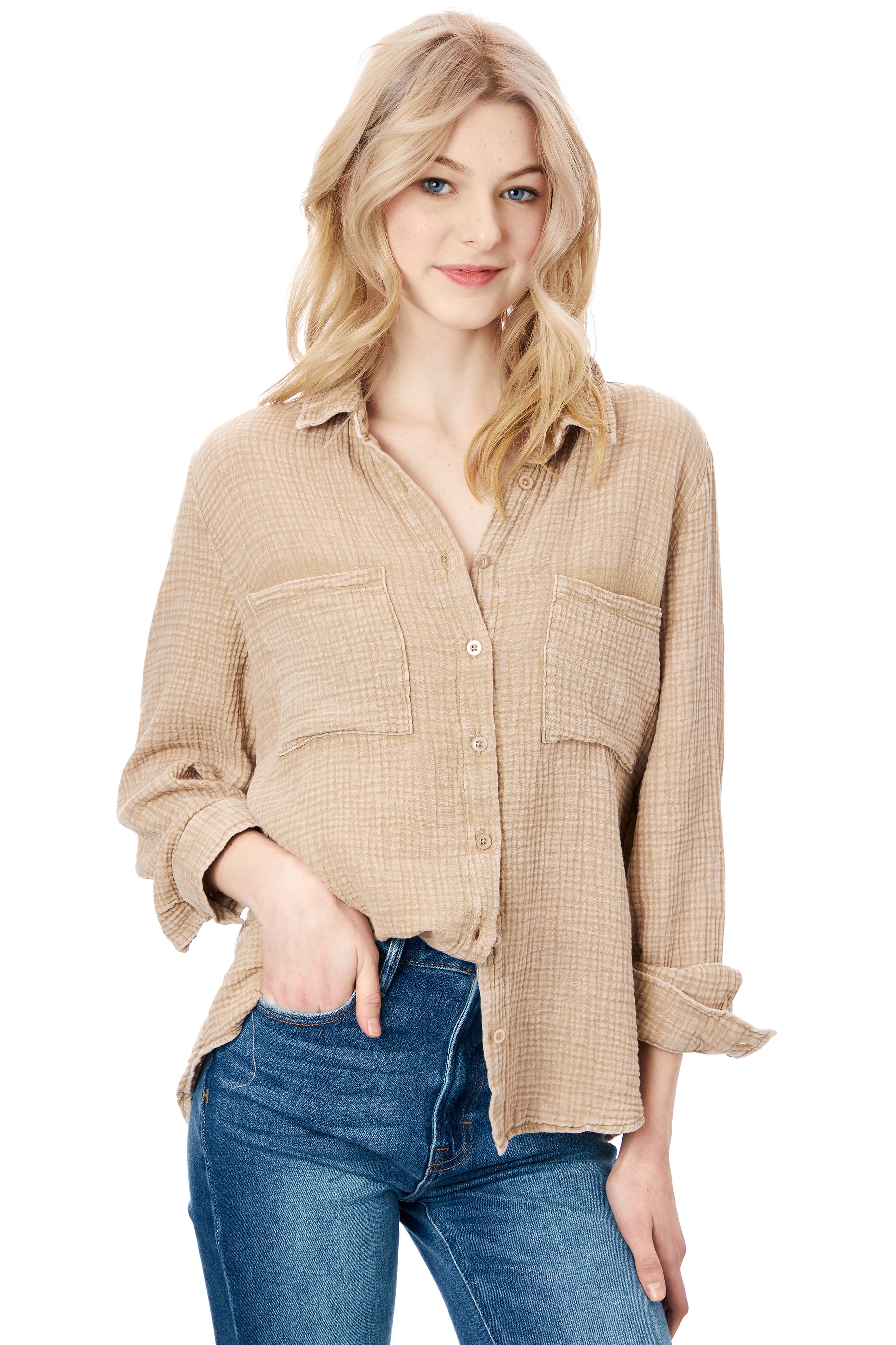 Kaili Button Up Gauze Top